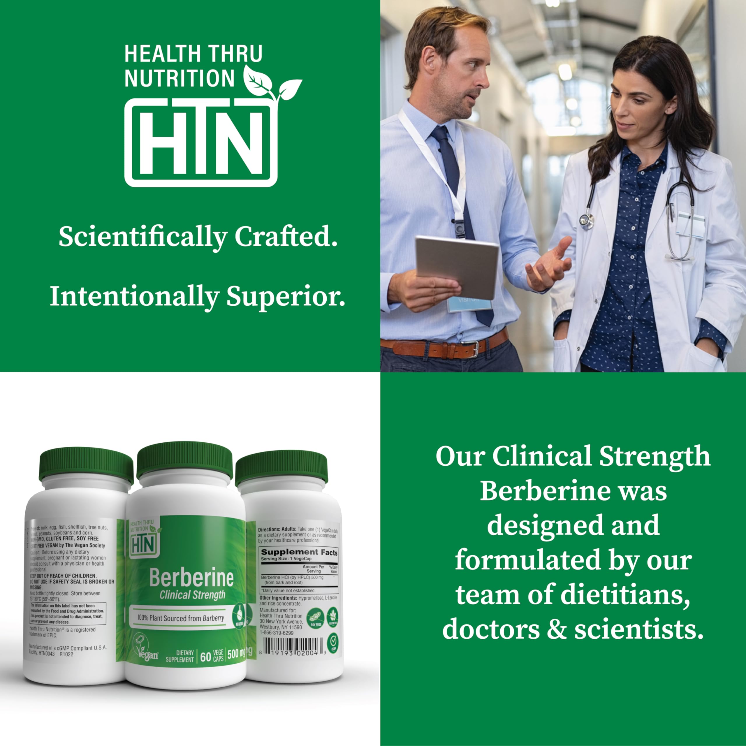 Foto 6 pulgar | Suplemento Health Thru Nutrition Berberina Hcl 500 Mg 60 Porciones - Venta Internacional.