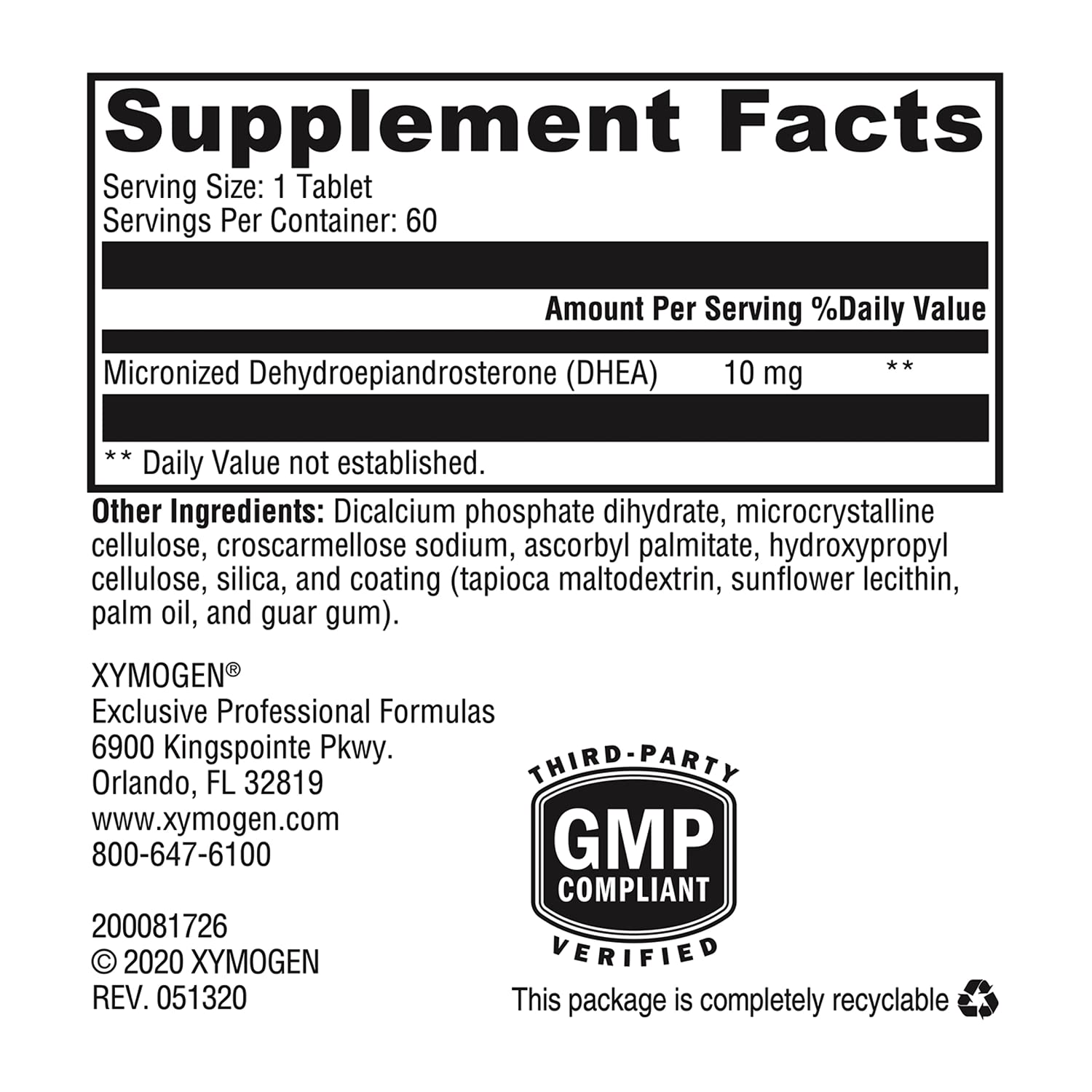 Foto 7 | Suplemento Xymogen Dhea 10 Mg Micronizado 60 Comprimidos - Venta Internacional.
