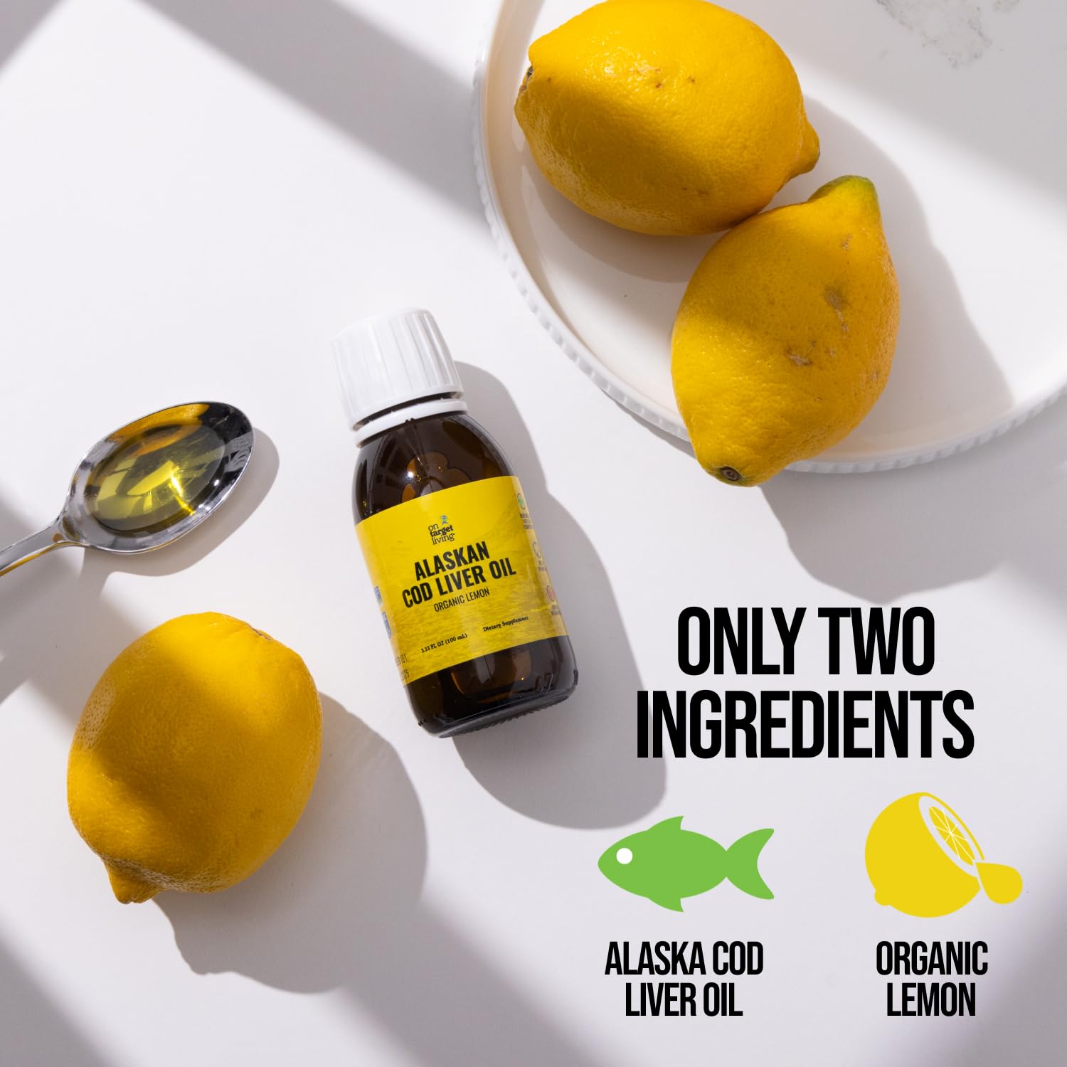 Foto 6 | Aceite De Hígado De Bacalao On Target Living Alaskan 100 Ml Con Sabor A Limón - Venta Internacional.
