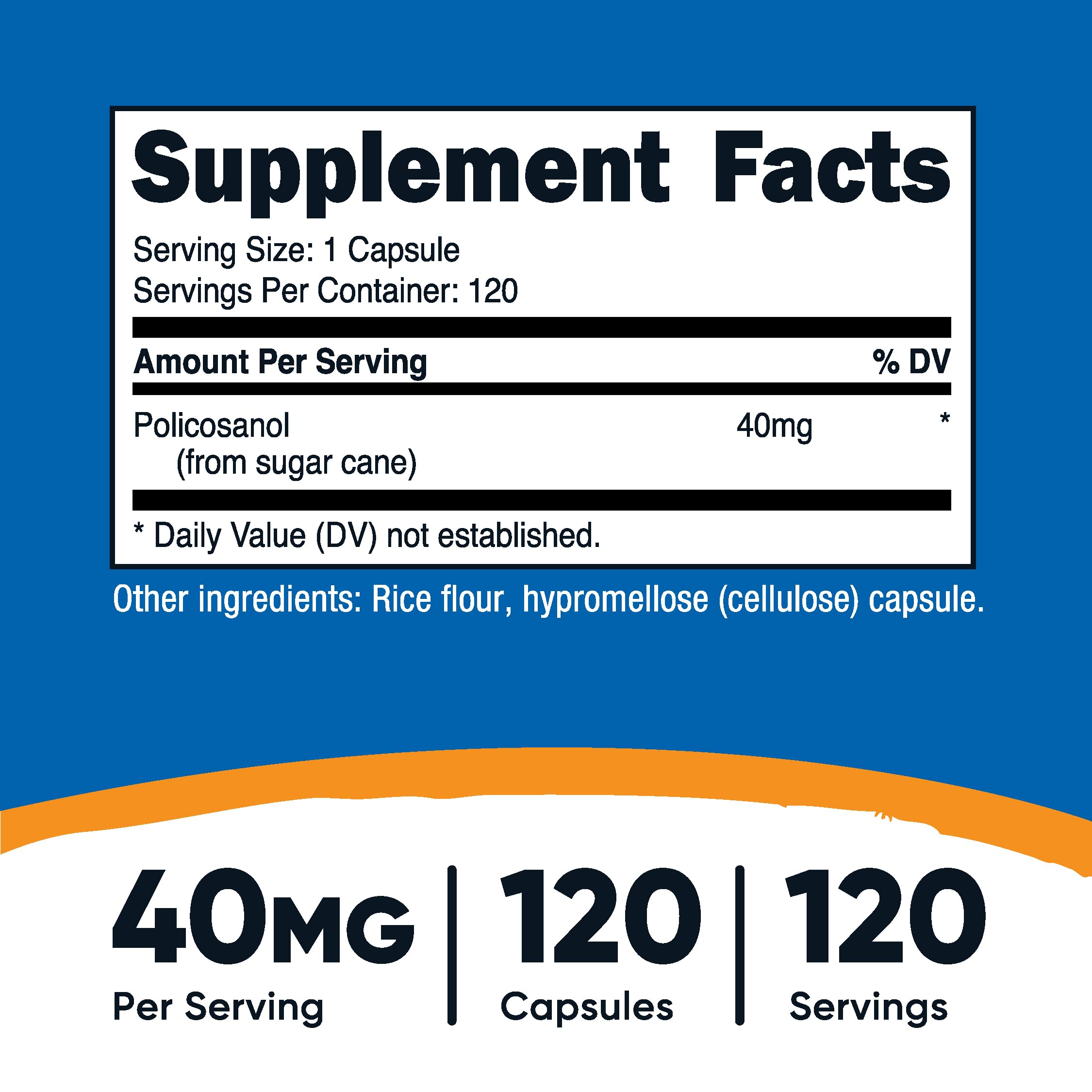 Foto 3 pulgar | Suplemento Nutricost Policosanol 40 Mg 120 Cápsulas - Venta Internacional.