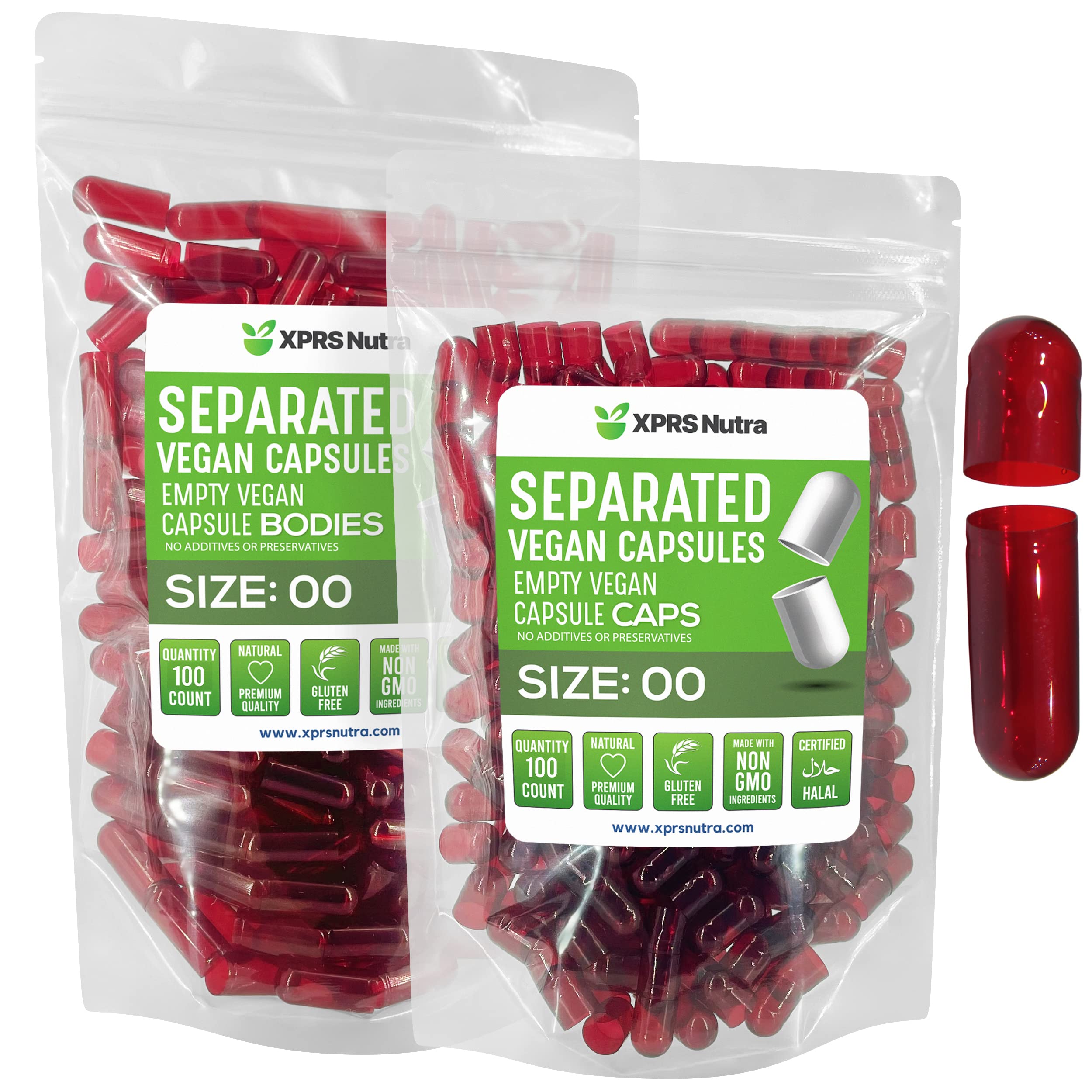 Cápsulas Vacías Xprs Nutra Vegan, Tamaño 00 - 100 Unidades - Venta Internacional.