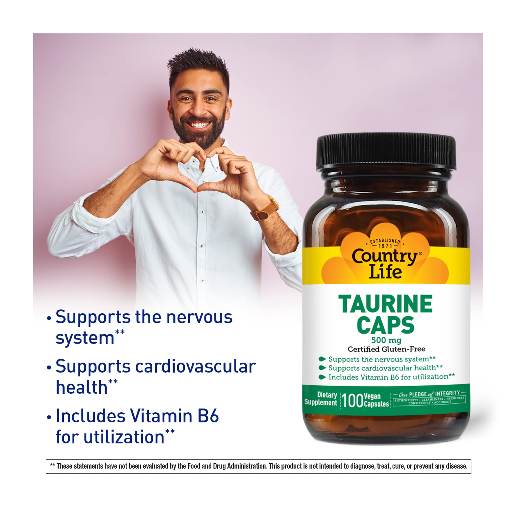 Foto 5 pulgar | Suplemento Country Life Taurine 500 Mg 100 Cápsulas - Venta Internacional.