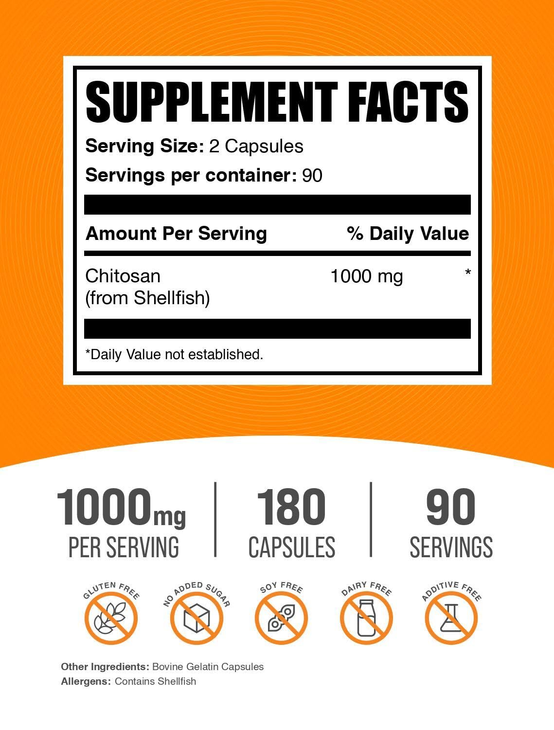 Foto 3 pulgar | Suplementos De Quitosano Bulksupplements.com Quitosano 1000 Mg - Venta Internacional.