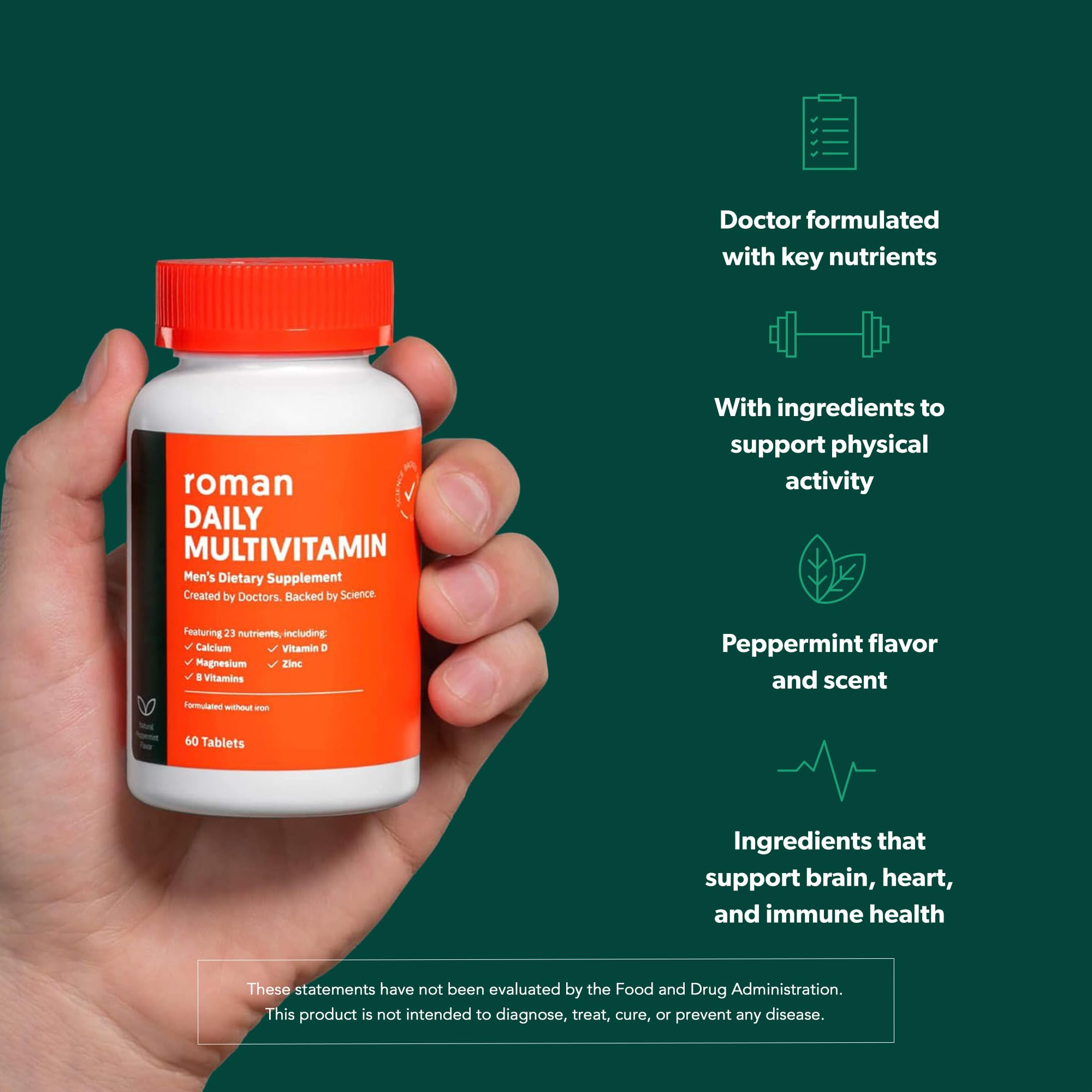 Foto 3 pulgar | El Multivitamínico Roman Daily Para Hombres Apoya La Salud Durante 30 Días Y 60 Comprimidos - Venta Internacional.