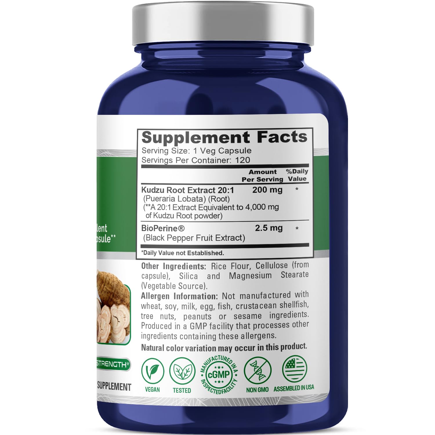 Foto 3 pulgar | Suplemento Nusapure Kudzu Root 20:1 Extract 200 Mg X 120 Cápsulas - Venta Internacional.