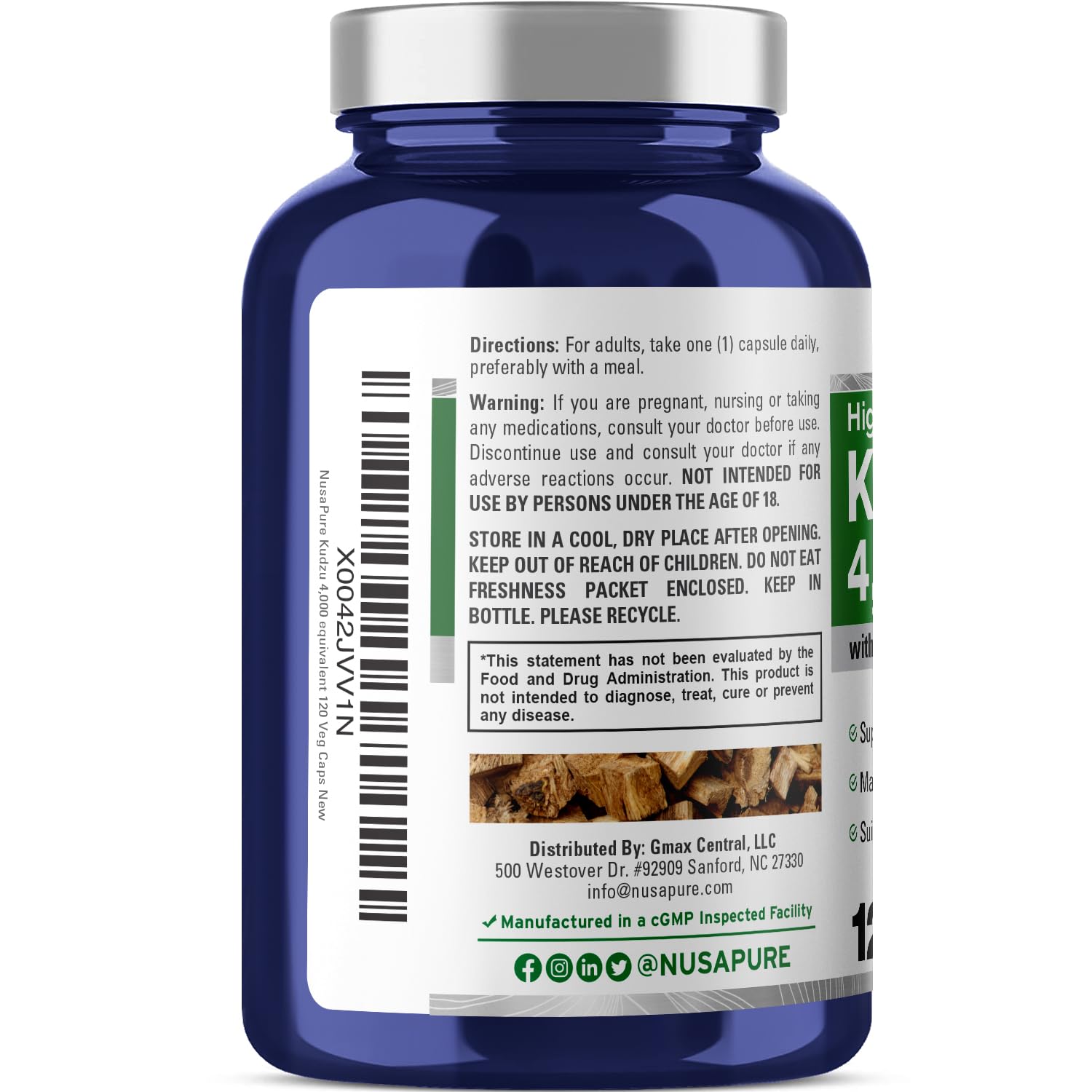 Foto 4 pulgar | Suplemento Nusapure Kudzu Root 20:1 Extract 200 Mg X 120 Cápsulas - Venta Internacional.