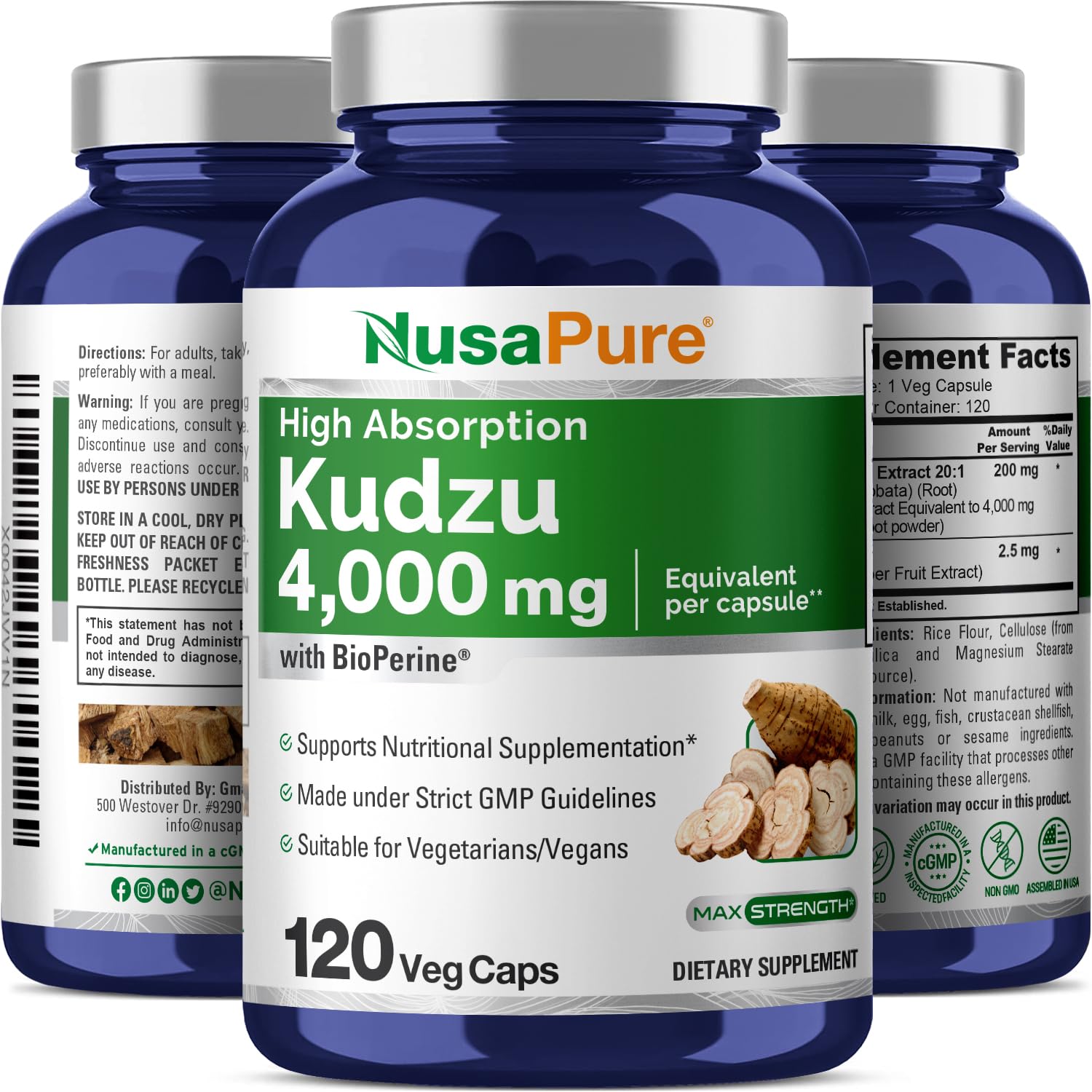 Foto 5 pulgar | Suplemento Nusapure Kudzu Root 20:1 Extract 200 Mg X 120 Cápsulas - Venta Internacional.