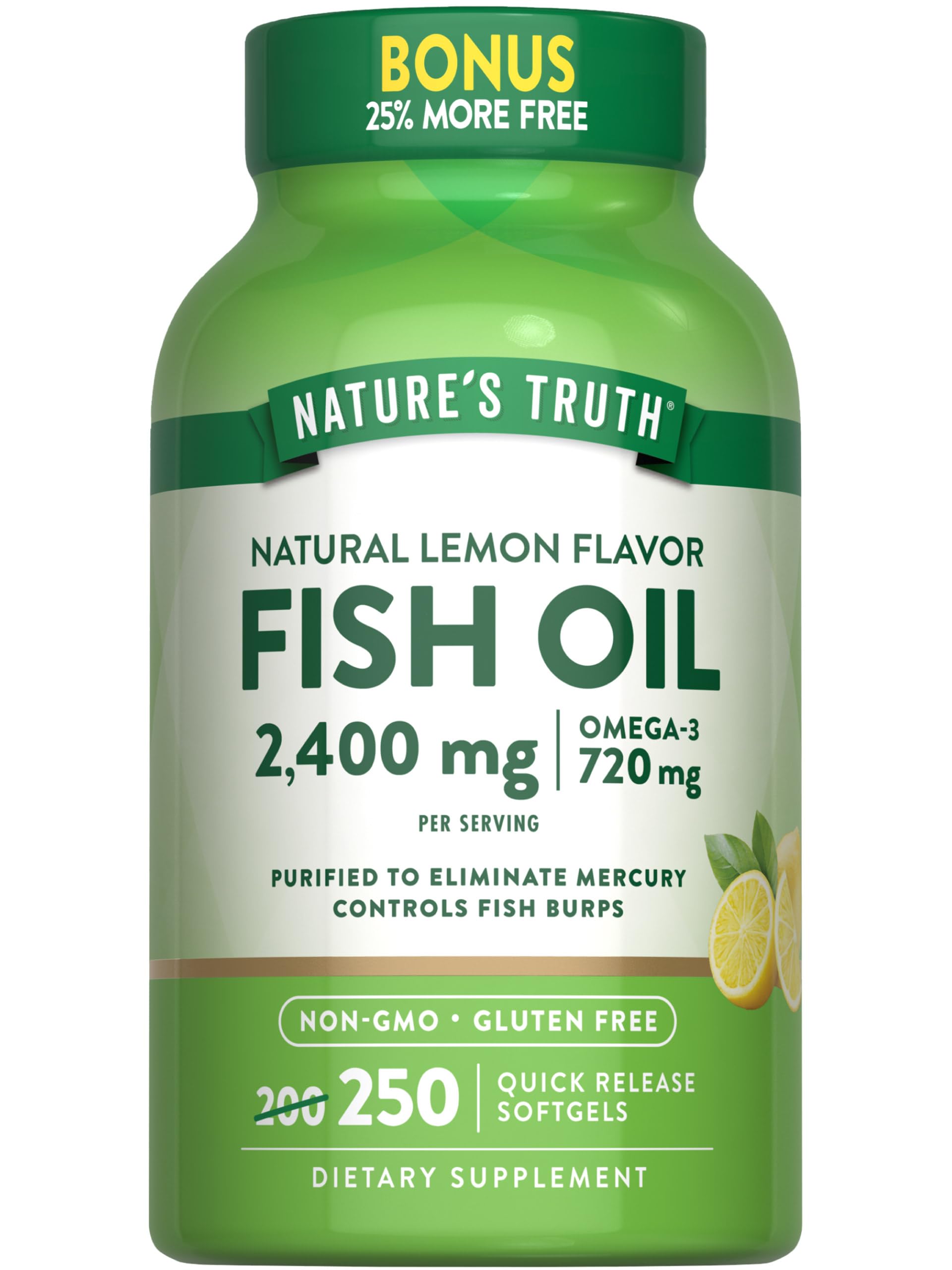 Foto 2 pulgar | Suplemento De Aceite De Pescado Para Eructos De Nature's Truth 2400 Mg 250 Cápsulas Blandas - Venta Internacional.