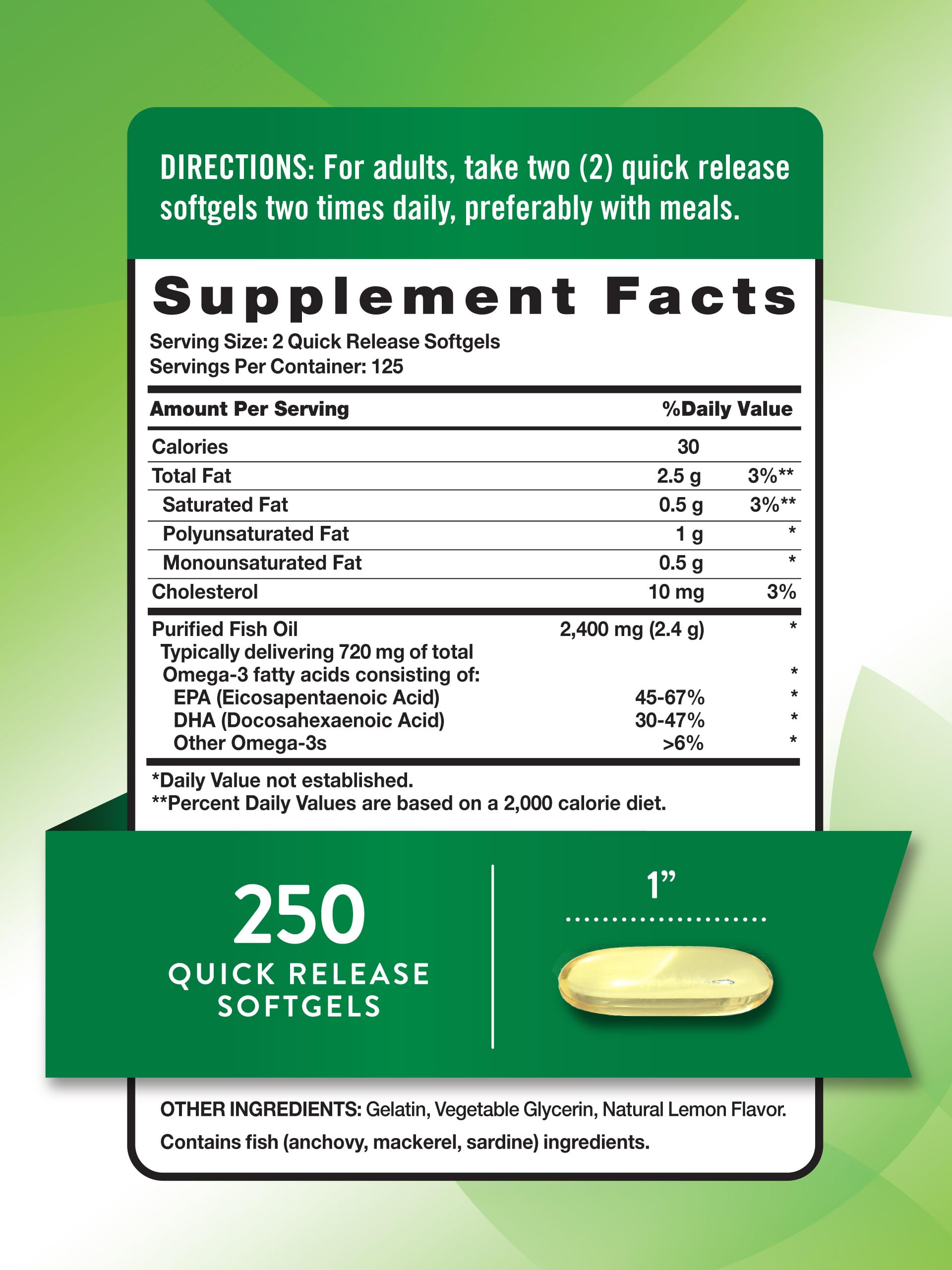 Foto 3 pulgar | Suplemento De Aceite De Pescado Para Eructos De Nature's Truth 2400 Mg 250 Cápsulas Blandas - Venta Internacional.