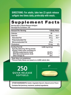 Foto 2 | Suplemento De Aceite De Pescado Para Eructos De Nature's Truth 2400 Mg 250 Cápsulas Blandas - Venta Internacional.