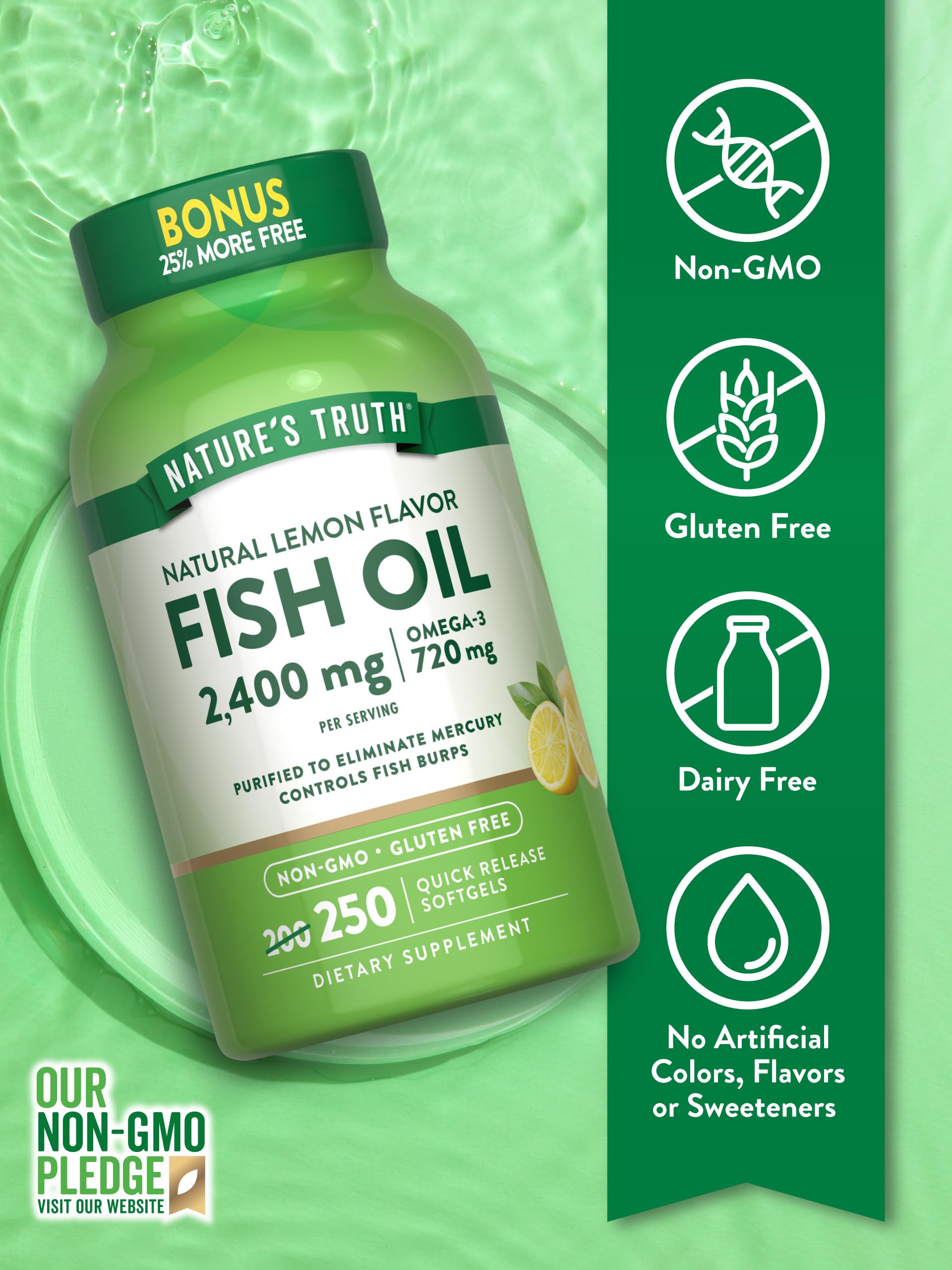 Foto 4 pulgar | Suplemento De Aceite De Pescado Para Eructos De Nature's Truth 2400 Mg 250 Cápsulas Blandas - Venta Internacional.