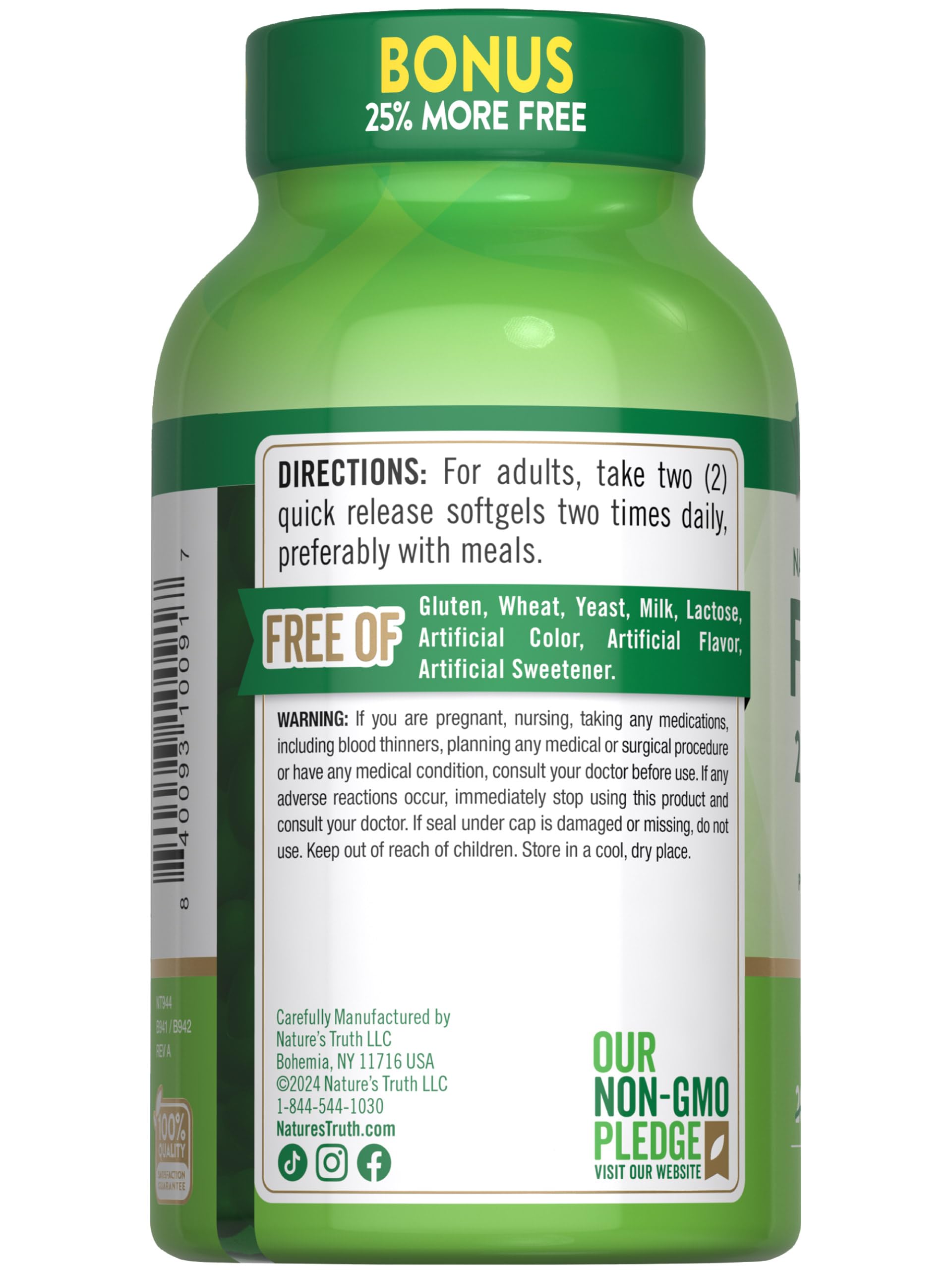 Foto 8 pulgar | Suplemento De Aceite De Pescado Para Eructos De Nature's Truth 2400 Mg 250 Cápsulas Blandas - Venta Internacional.