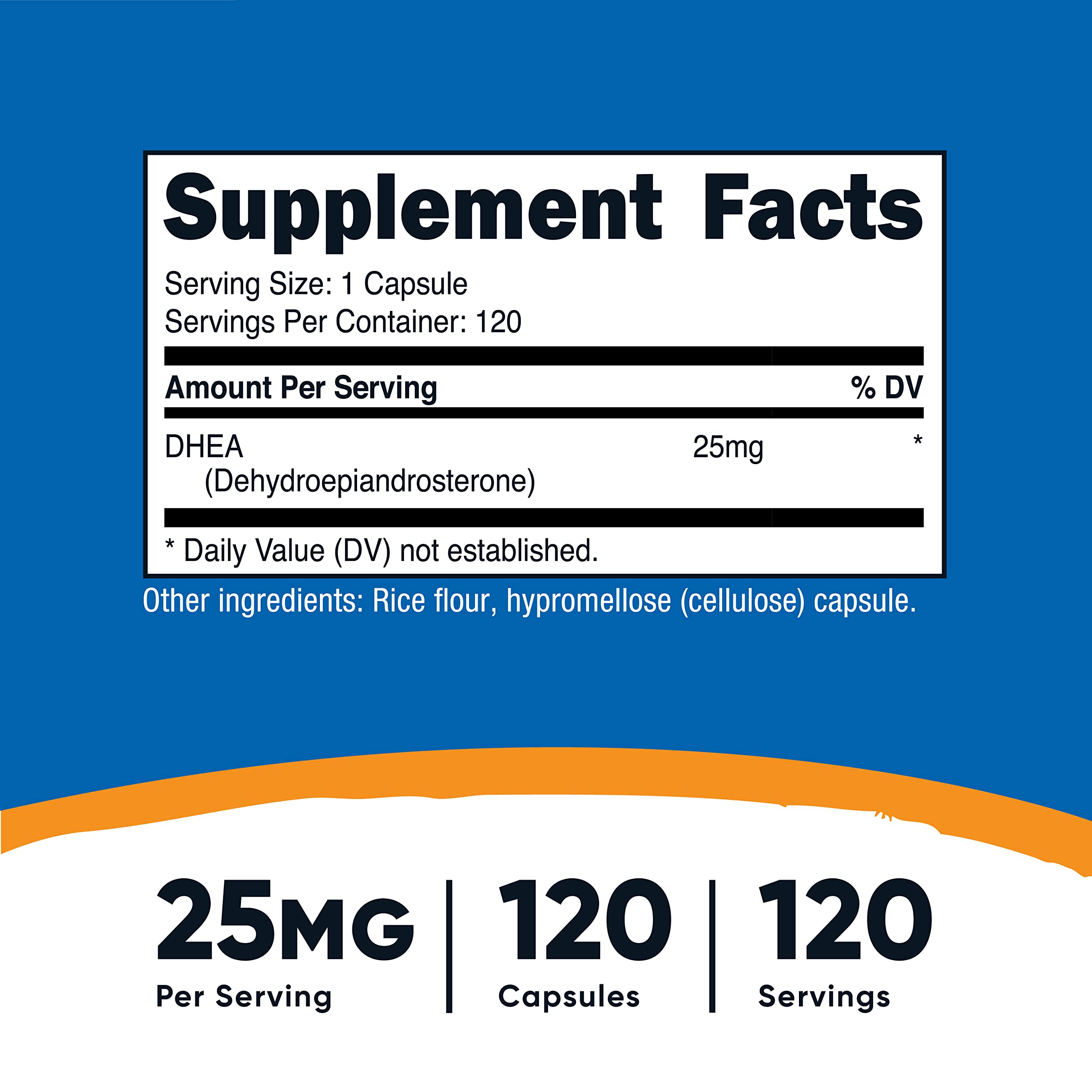 Foto 3 pulgar | Suplemento Nutricost Dhea 25 Mg 120 Cápsulas Sin Gluten - Venta Internacional.