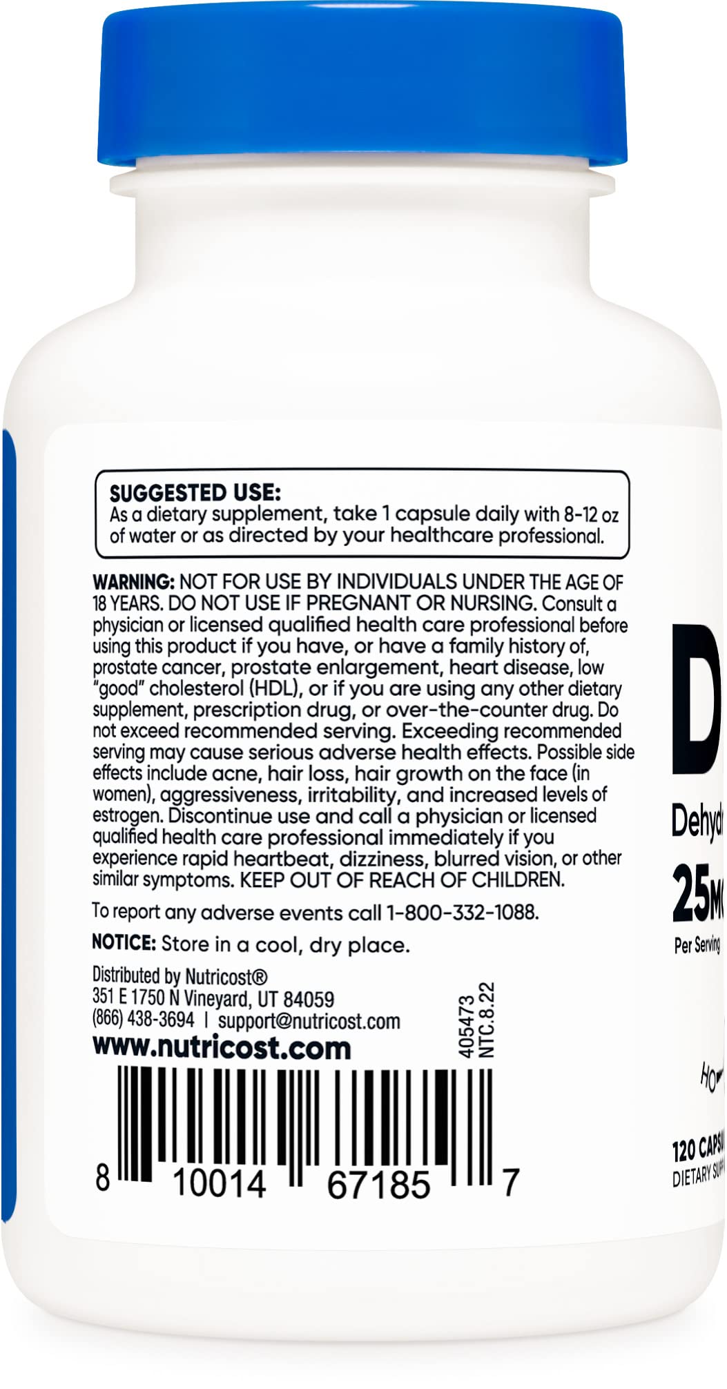 Foto 4 pulgar | Suplemento Nutricost Dhea 25 Mg 120 Cápsulas Sin Gluten - Venta Internacional.