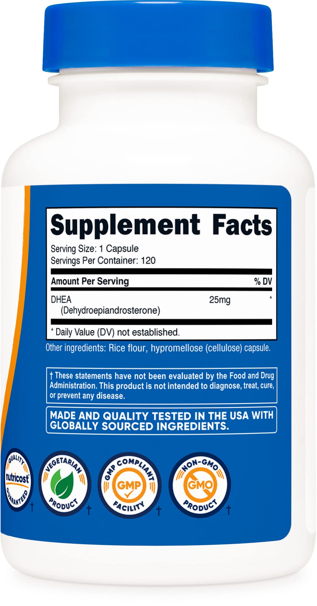 Foto 5 pulgar | Suplemento Nutricost Dhea 25 Mg 120 Cápsulas Sin Gluten - Venta Internacional.
