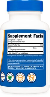 Foto 4 | Suplemento Nutricost Dhea 25 Mg 120 Cápsulas Sin Gluten - Venta Internacional.