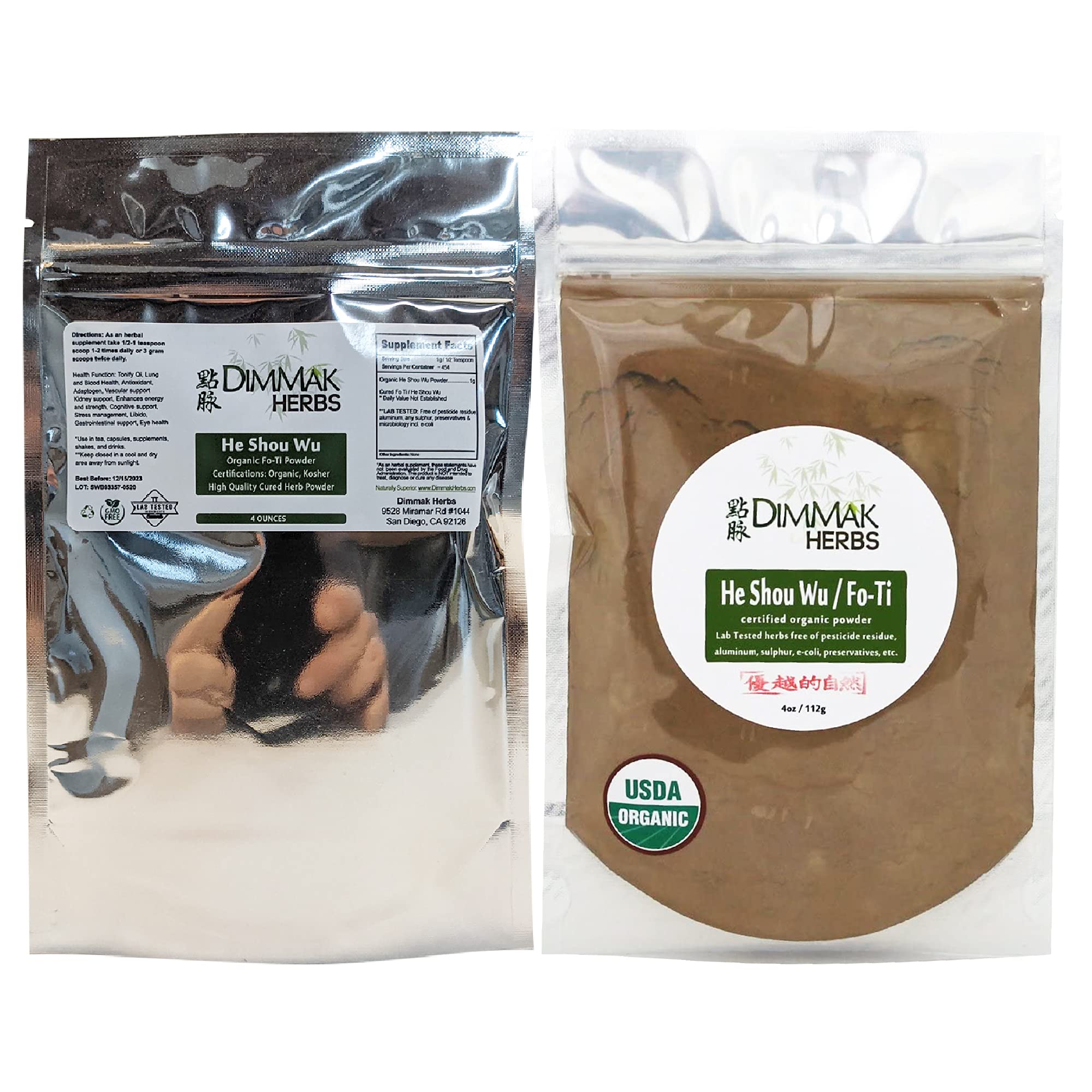 Foto 3 pulgar | Hierbas En Polvo Dimmak Herbs Fo Ti Root He Shou Wu, Bolsa De 112 G - Venta Internacional.
