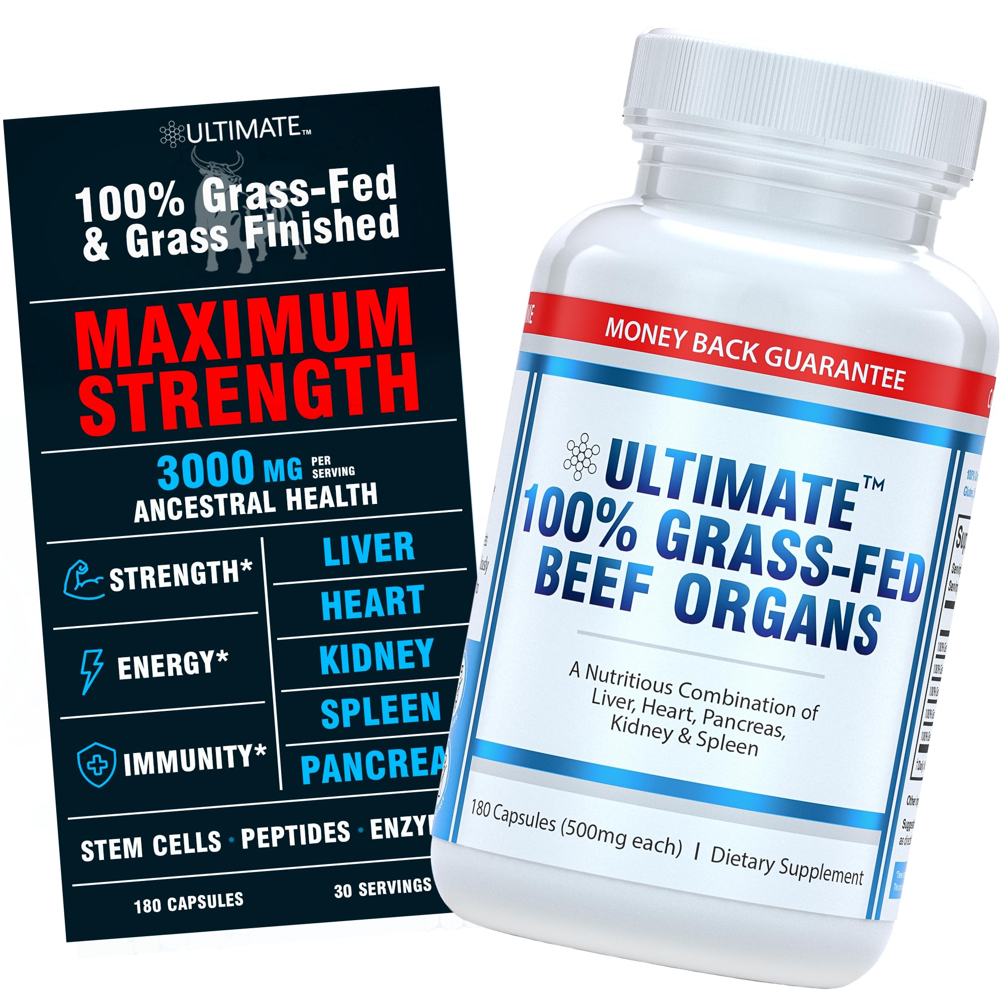 Suplemento Ultimate Grass Fed Beef Organs 180 Cápsulas - Venta Internacional.