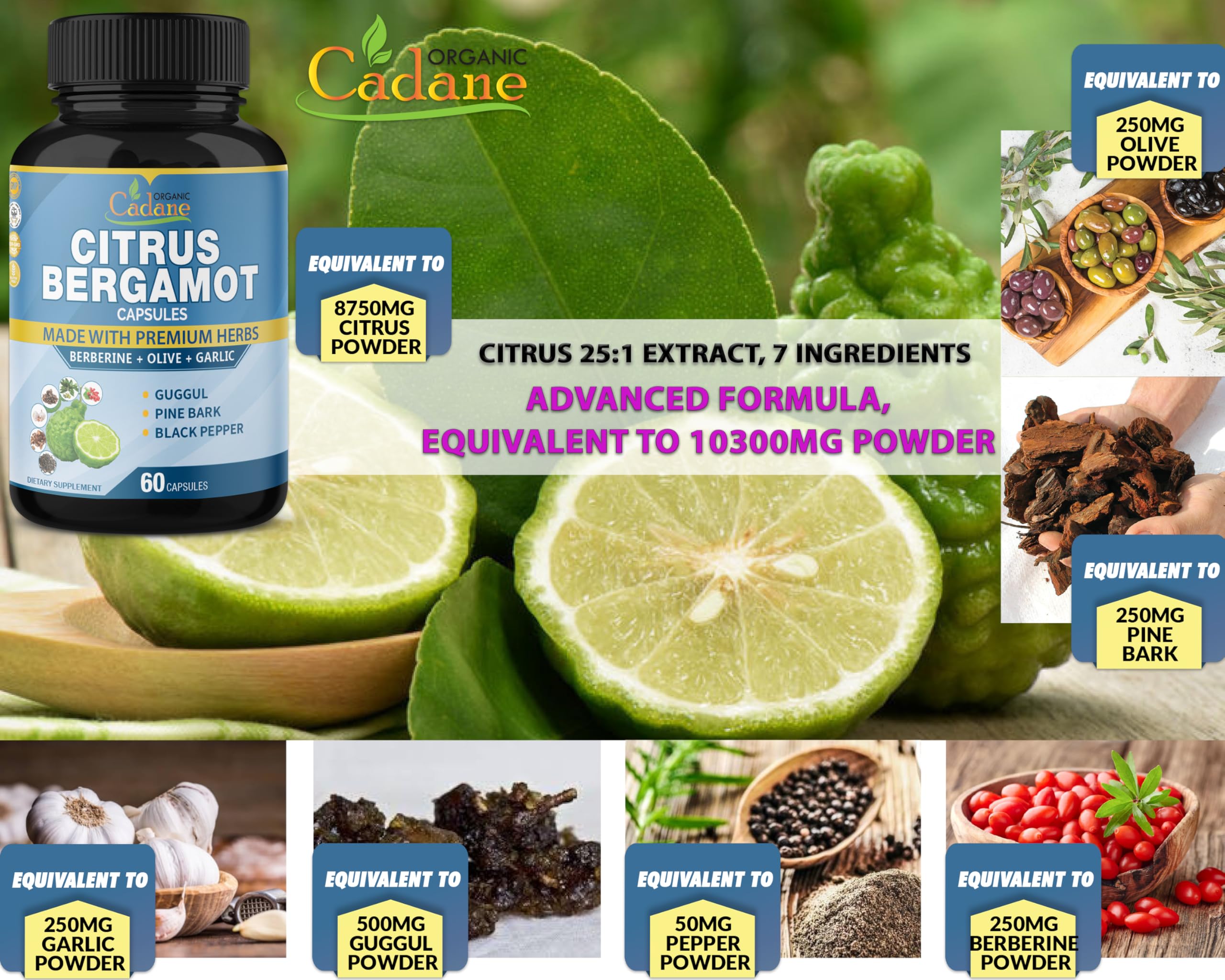 Foto 2 | Suplemento Orgánico De Extracto De Bergamota Cítrica De Cadane (10300 Mg) - Venta Internacional.
