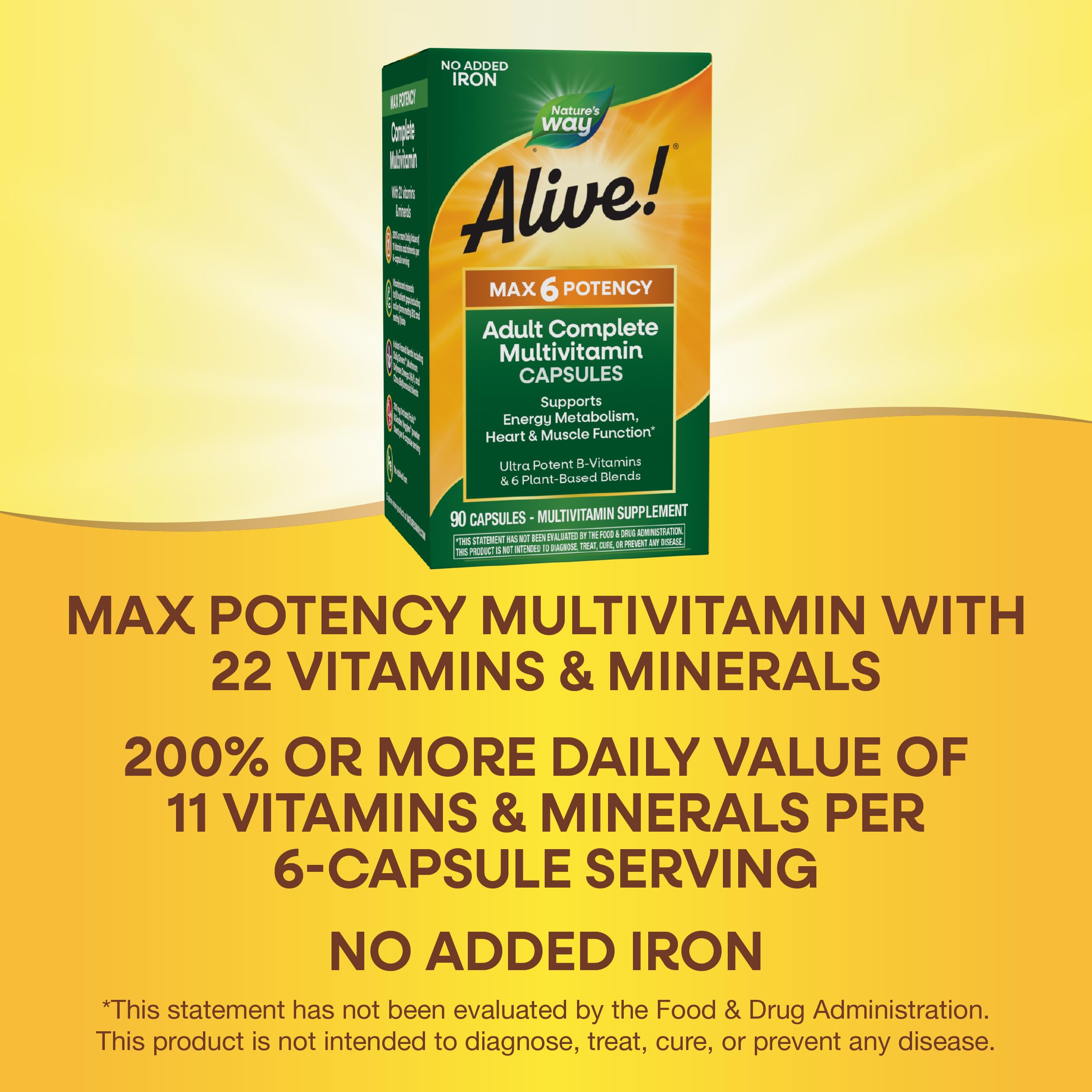 Foto 5 pulgar | ¡complementa Nature's Way Alive! Max6 Potency Para Adultos, 90 Cápsulas - Venta Internacional.
