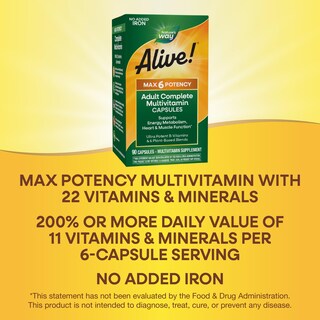 Foto 4 | ¡complementa Nature's Way Alive! Max6 Potency Para Adultos, 90 Cápsulas - Venta Internacional.