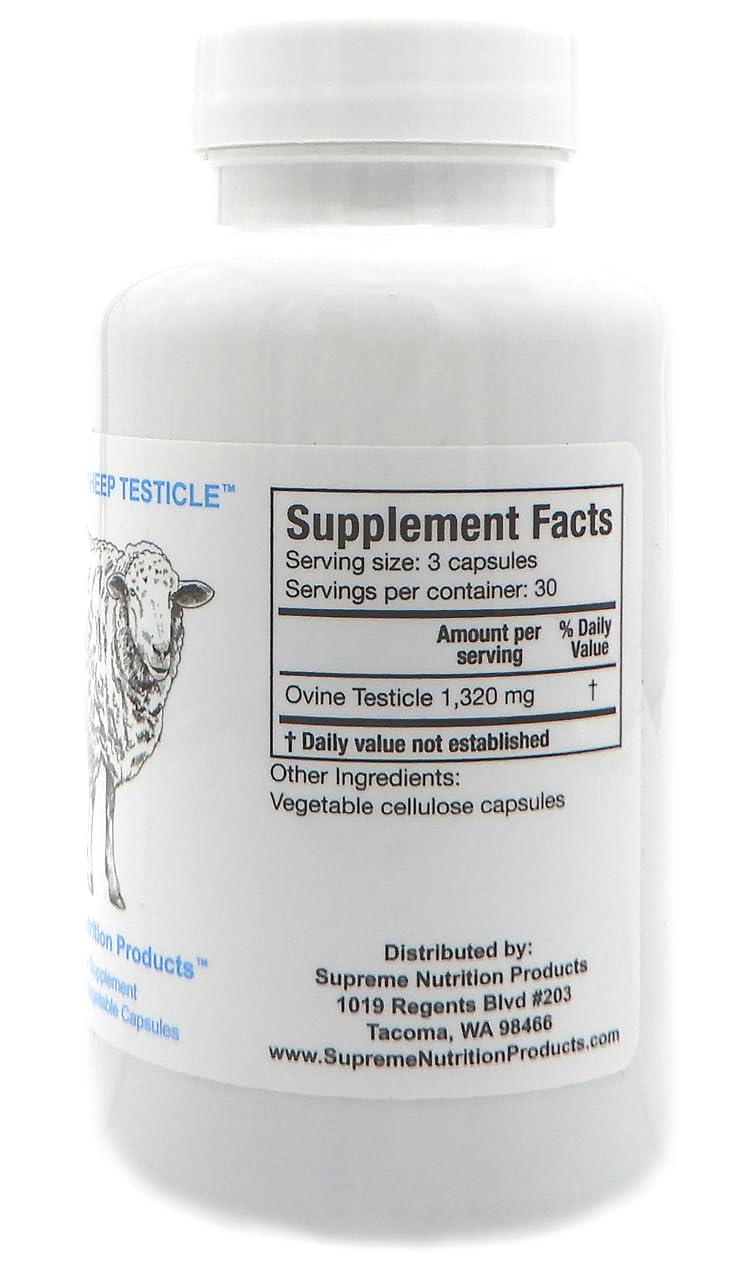 Foto 4 pulgar | Testículo De Oveja Supreme Nutrition 90 Cápsulas 100% Alimentadas Con Pasto - Venta Internacional.