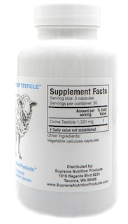 Foto 3 | Testículo De Oveja Supreme Nutrition 90 Cápsulas 100% Alimentadas Con Pasto - Venta Internacional.