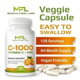Foto 4 | Suplemento Muscle Food Labs C-1000 De Vitamina C 1000 Mg De Zinc 25 Mg - Venta Internacional.