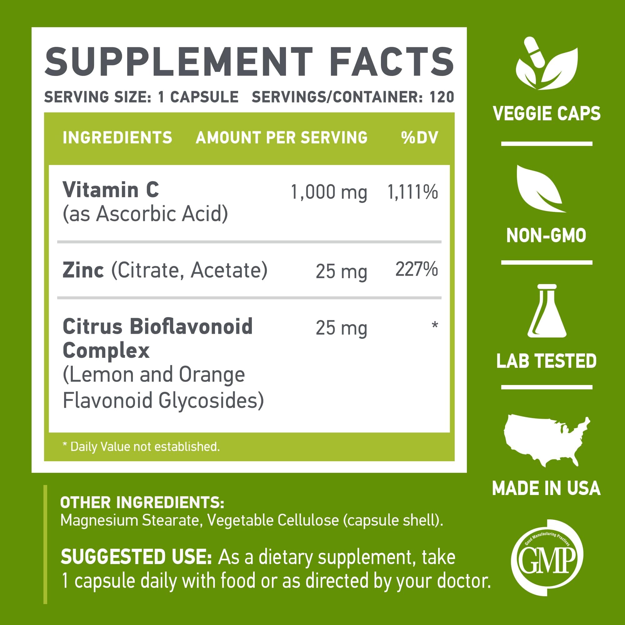 Foto 6 pulgar | Suplemento Muscle Food Labs C-1000 De Vitamina C 1000 Mg De Zinc 25 Mg - Venta Internacional.