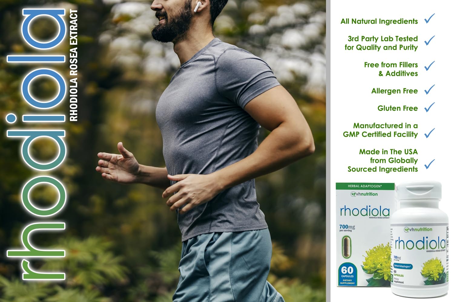 Foto 4 pulgar | Suplemento Vh Nutrition Rhodiola Rhodiola Rosea 3% Salidrosides - Venta Internacional.