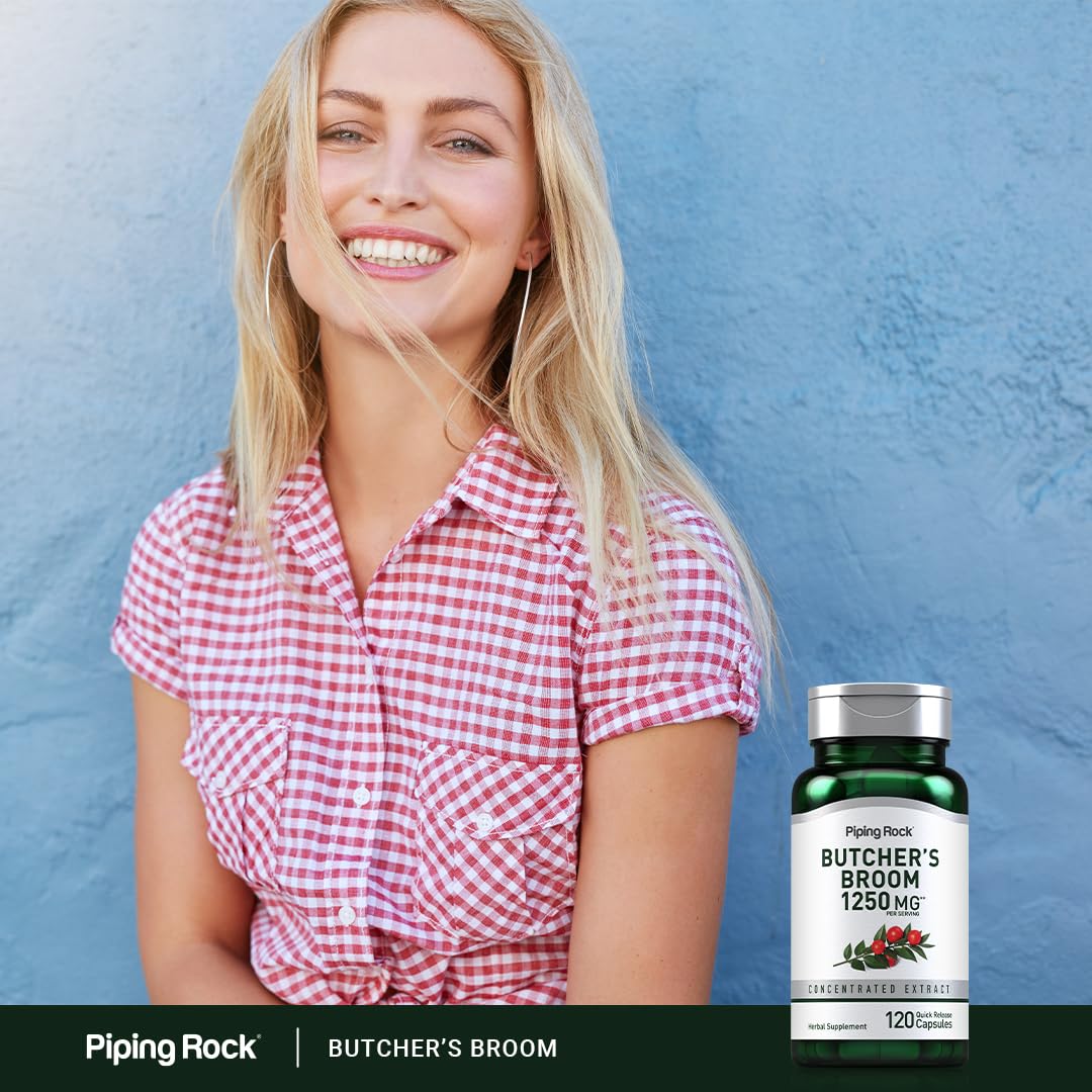 Foto 7 pulgar | Suplemento Piping Rock Butchers Broom 1250 Mg 120 Cápsulas - Venta Internacional.