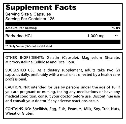 Foto 6 pulgar | Suplemento Amazing Formulas Berberine 1000 Mg 250 Cápsulas - Venta Internacional.
