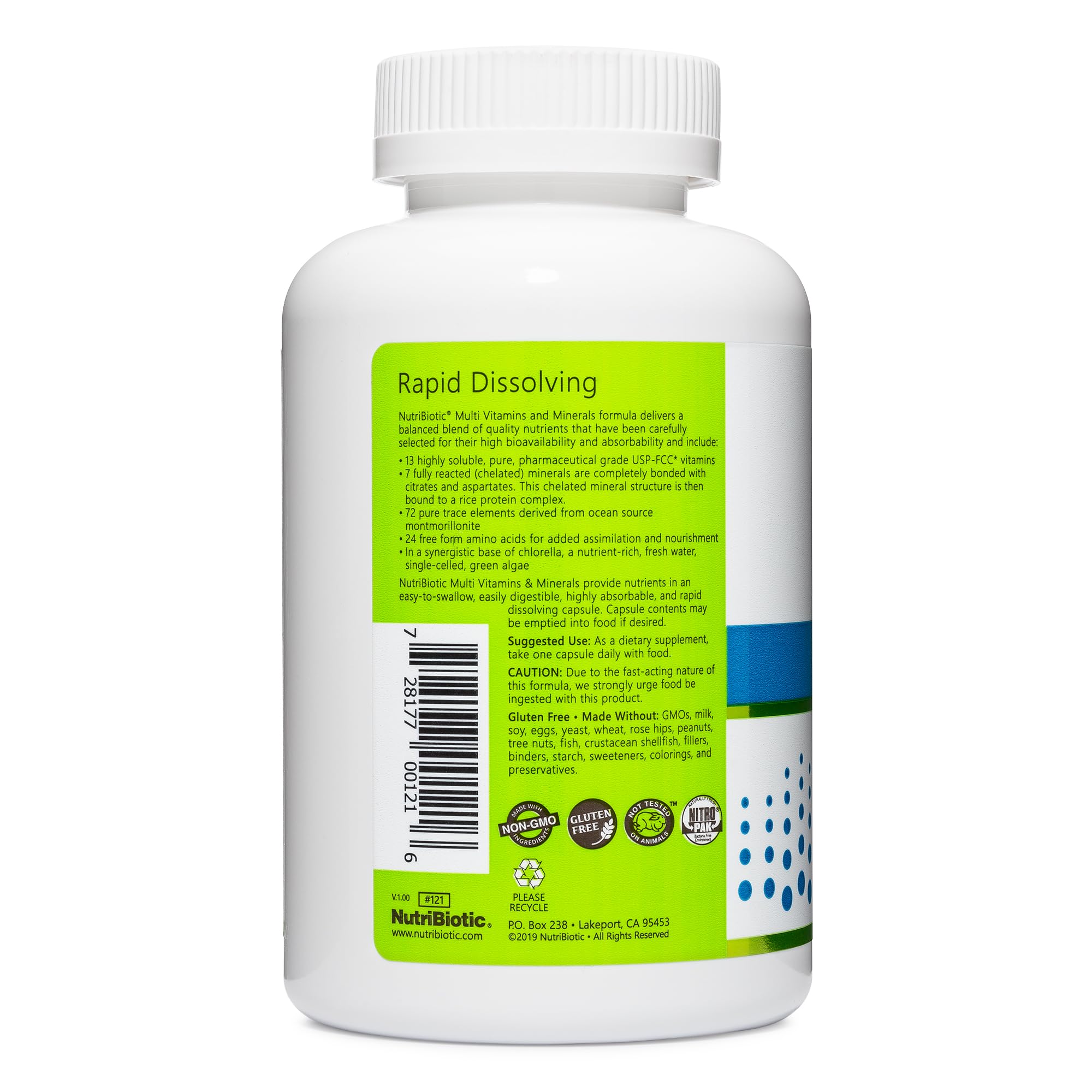 Foto 3 pulgar | Suplemento Nutribiotic Multivitaminas Y Minerales 180 Cápsulas - Venta Internacional.
