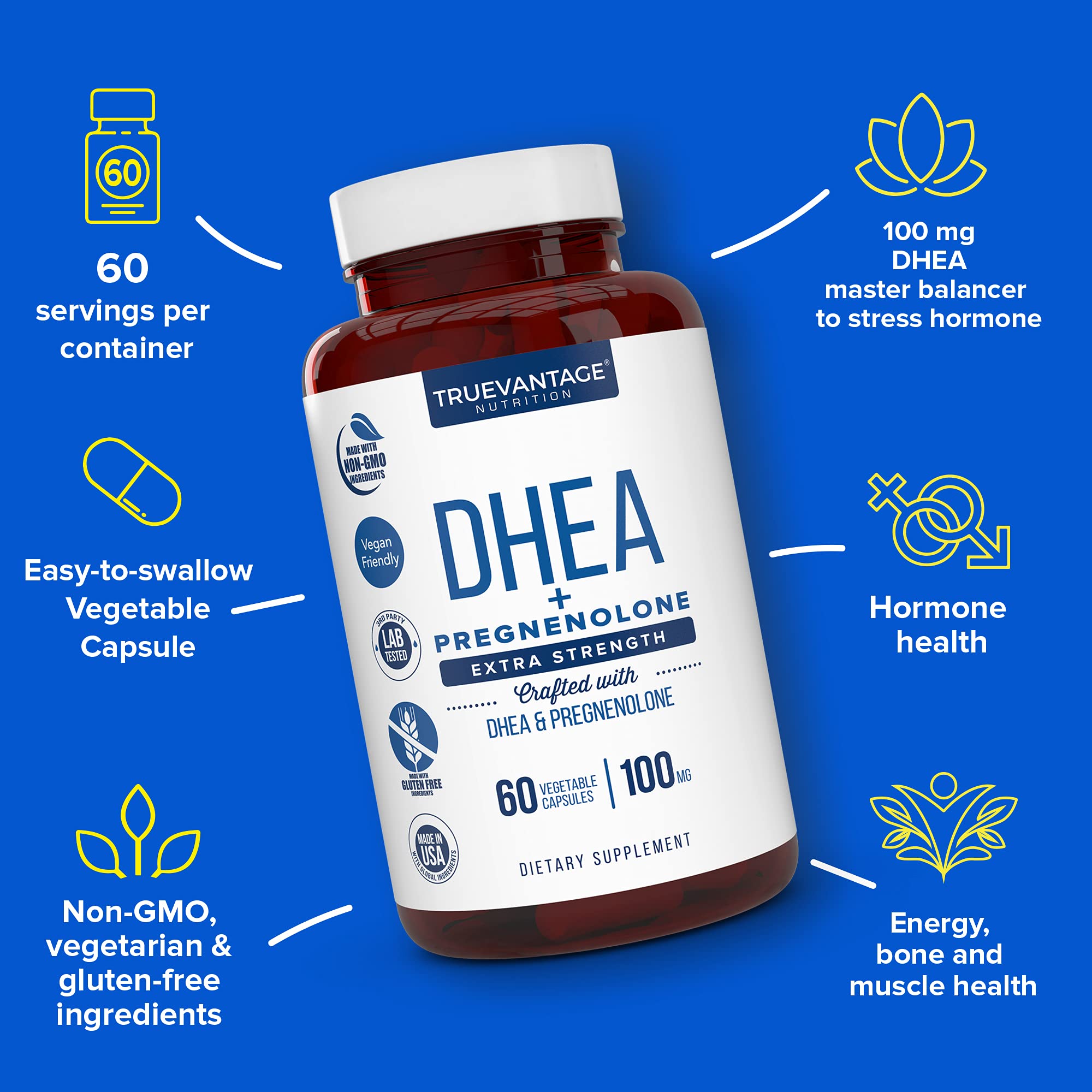 Foto 3 pulgar | Suplemento Truevantage Nutrition Dhea 100 Mg Con 60 Mg De Pregnenolona - Venta Internacional.
