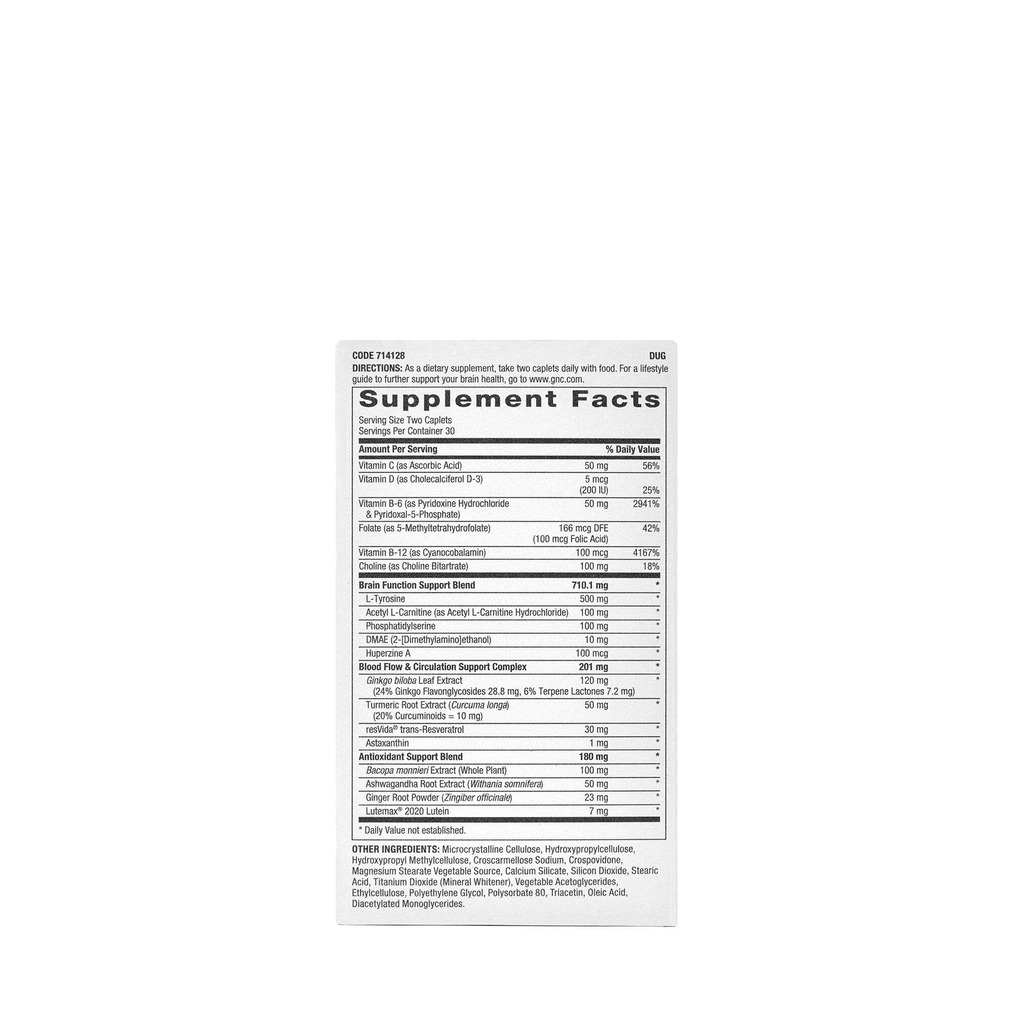 Foto 3 pulgar | Suplemento Gnc Preventive Nutrition Brain Health 60 Comprimidos - Venta Internacional.