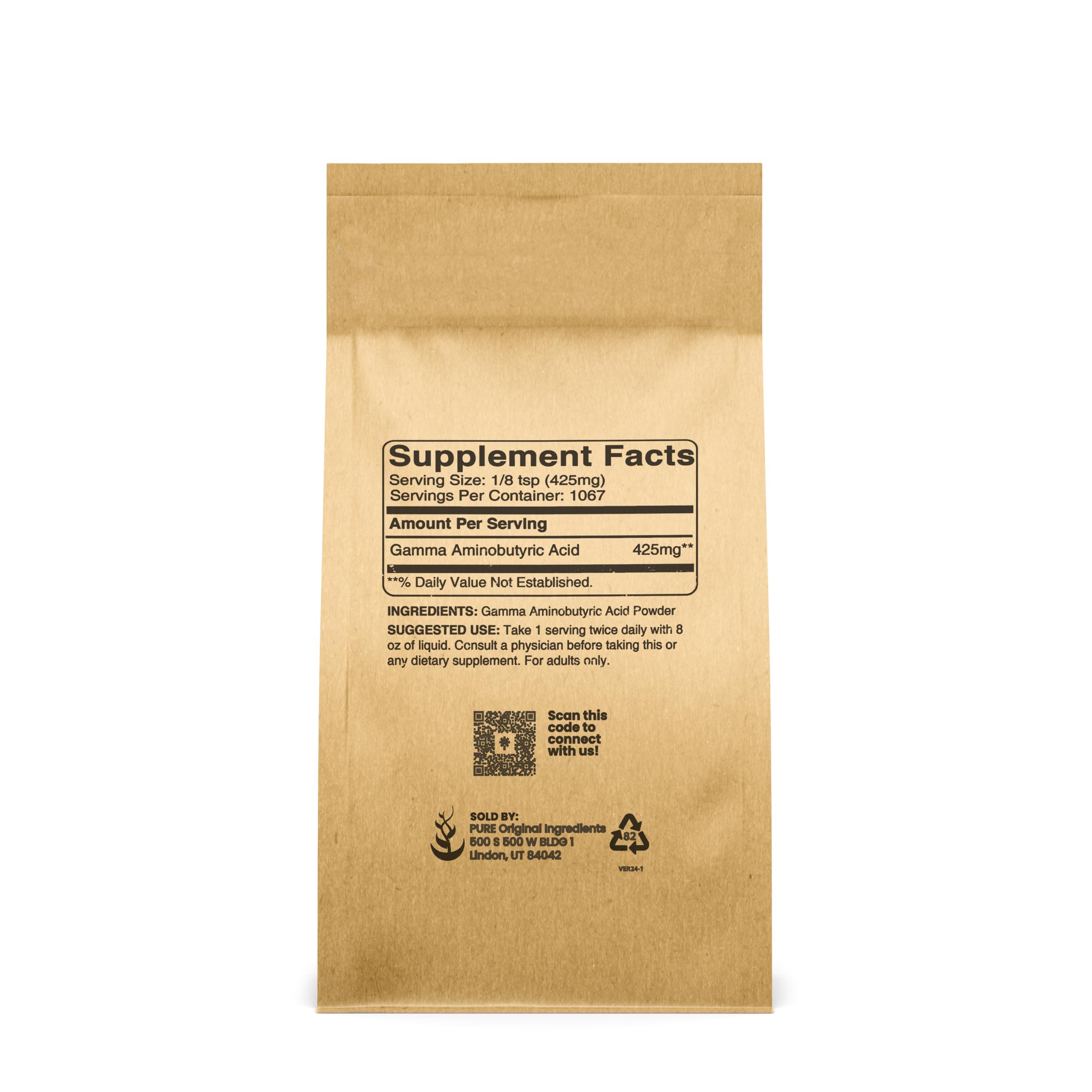 Foto 3 pulgar | Suplemento Pure Original Ingredients (gaba) En Polvo, 454 G - Venta Internacional.