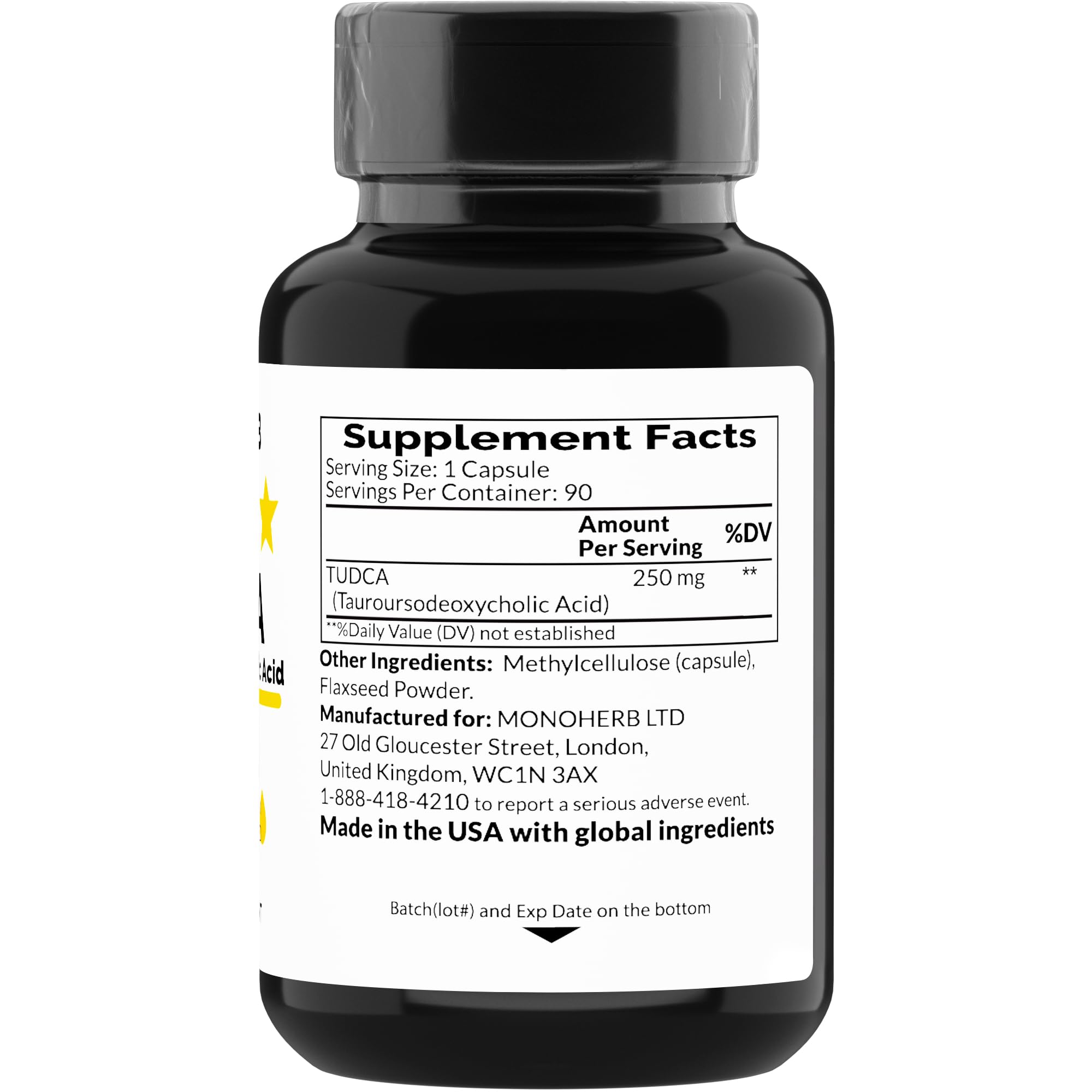 Foto 3 pulgar | Suplemento Monoherb Tudca Ácido Tauroursodesoxicólico 250 Mg 90 Cápsulas - Venta Internacional.