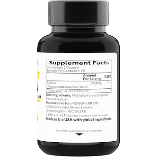 Foto 2 | Suplemento Monoherb Tudca Ácido Tauroursodesoxicólico 250 Mg 90 Cápsulas - Venta Internacional.