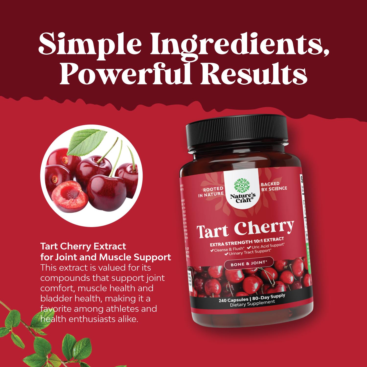 Foto 5 pulgar | Suplemento Natures Craft Extra Strength Tarta De Cereza 7500 Mg - Venta Internacional.