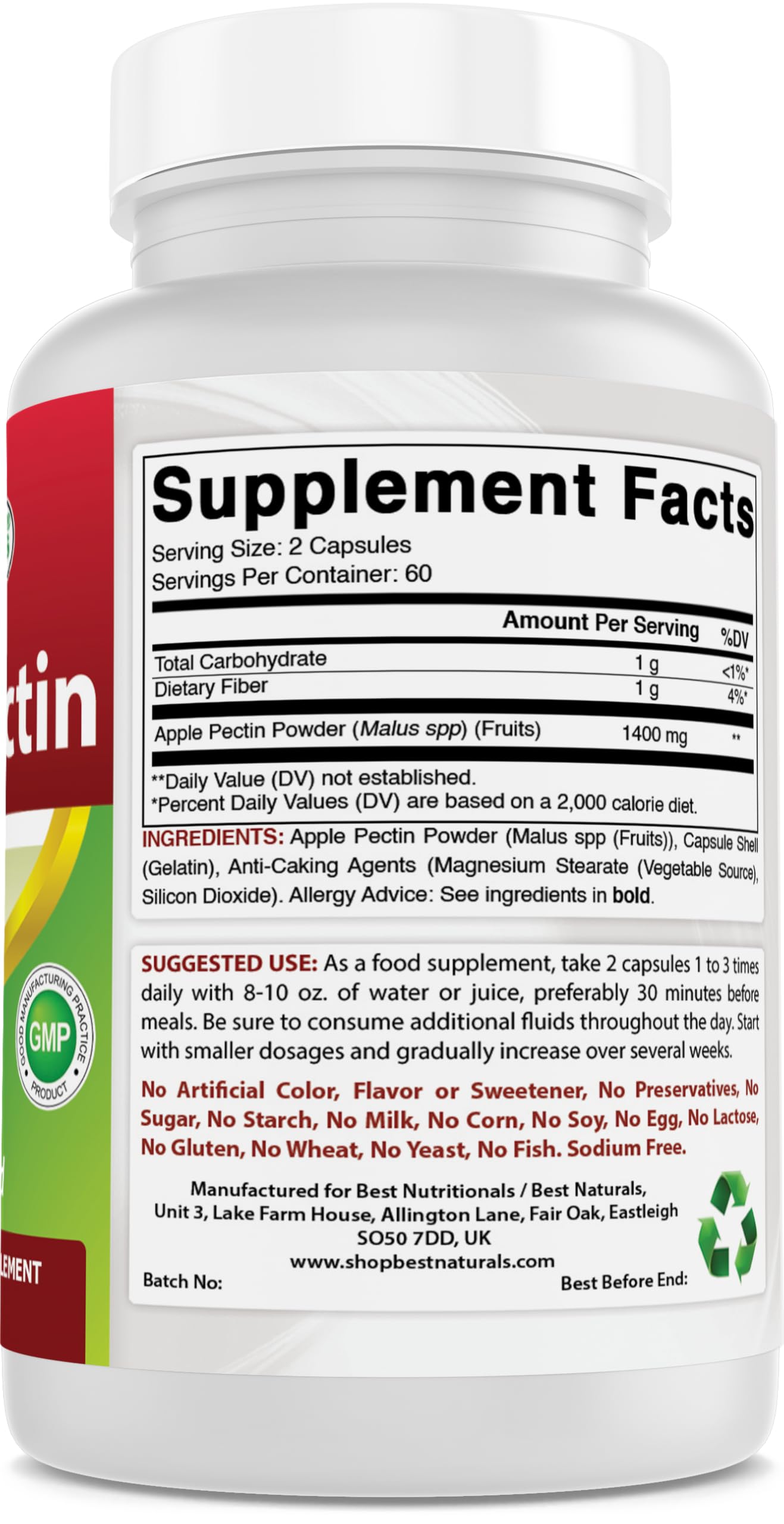 Foto 3 pulgar | Suplemento Best Naturals, Pectina De Manzana, 700 Mg, 120 Cápsulas - Venta Internacional.