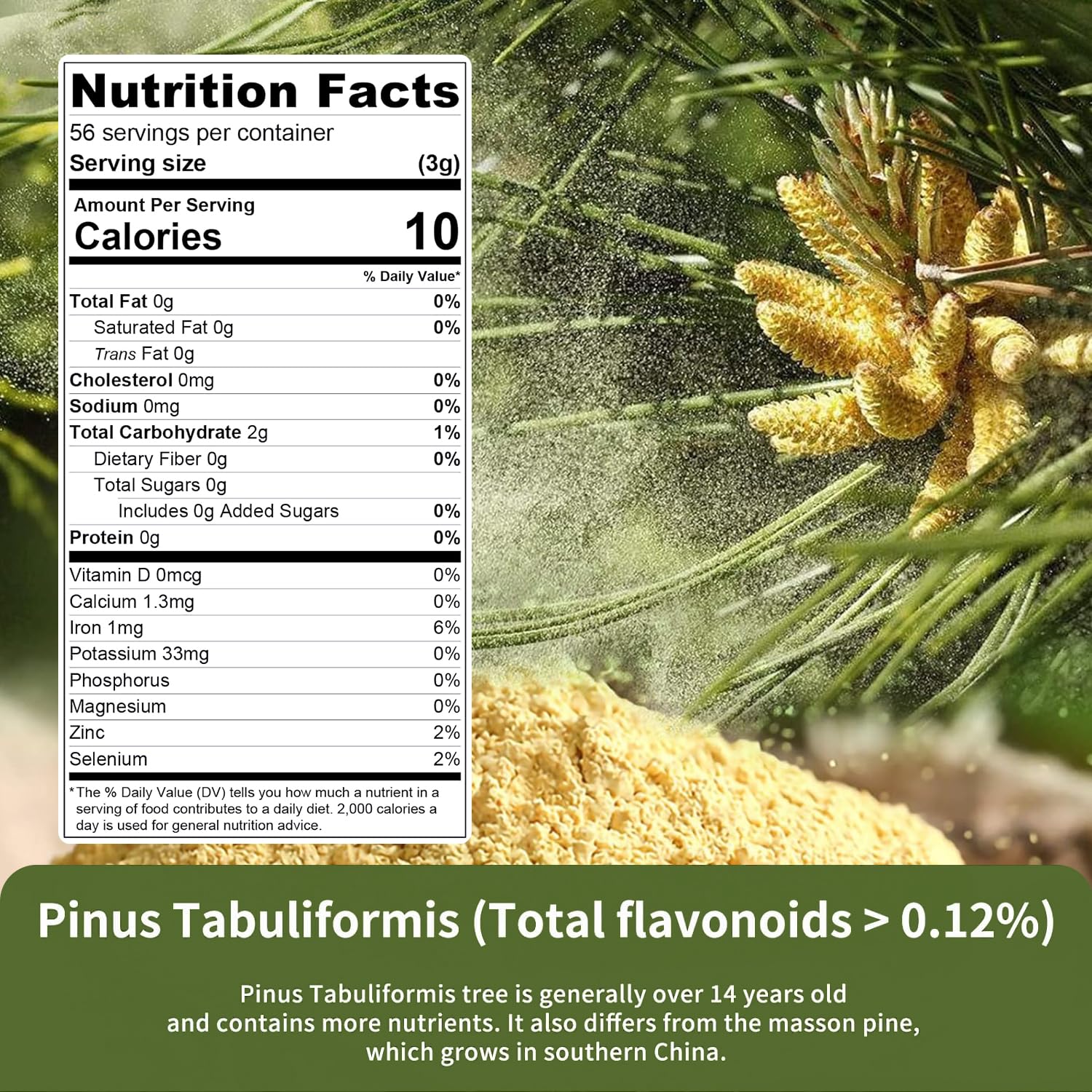 Foto 6 pulgar | Polen De Pino En Polvo Eco-taste 180 Ml De Pinus Tabuliformis Cosechado En Estado Silvestre - Venta Internacional.