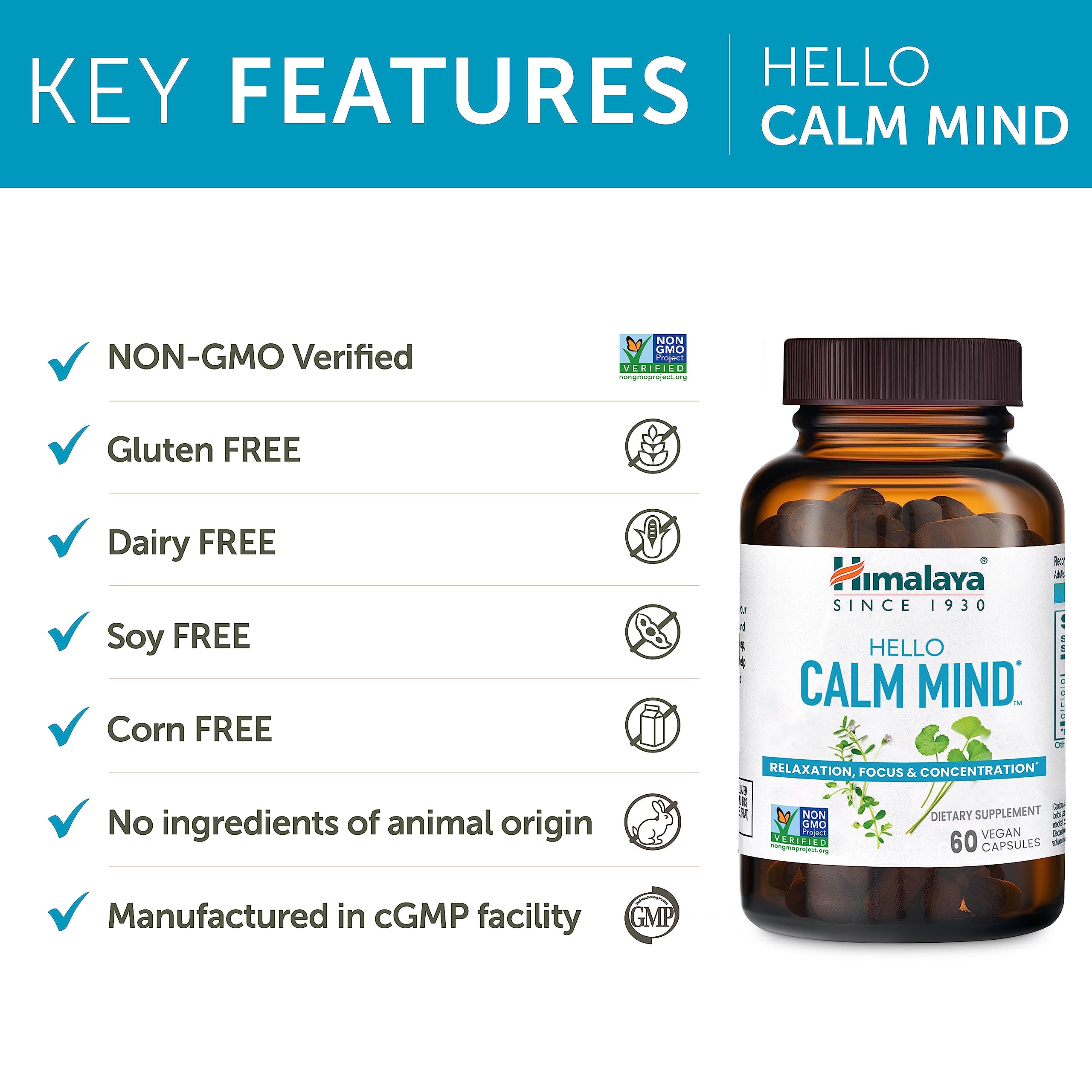 Foto 6 pulgar | Suplemento Herbario Himalaya Hello Calm Mind 60 Cápsulas - Venta Internacional.