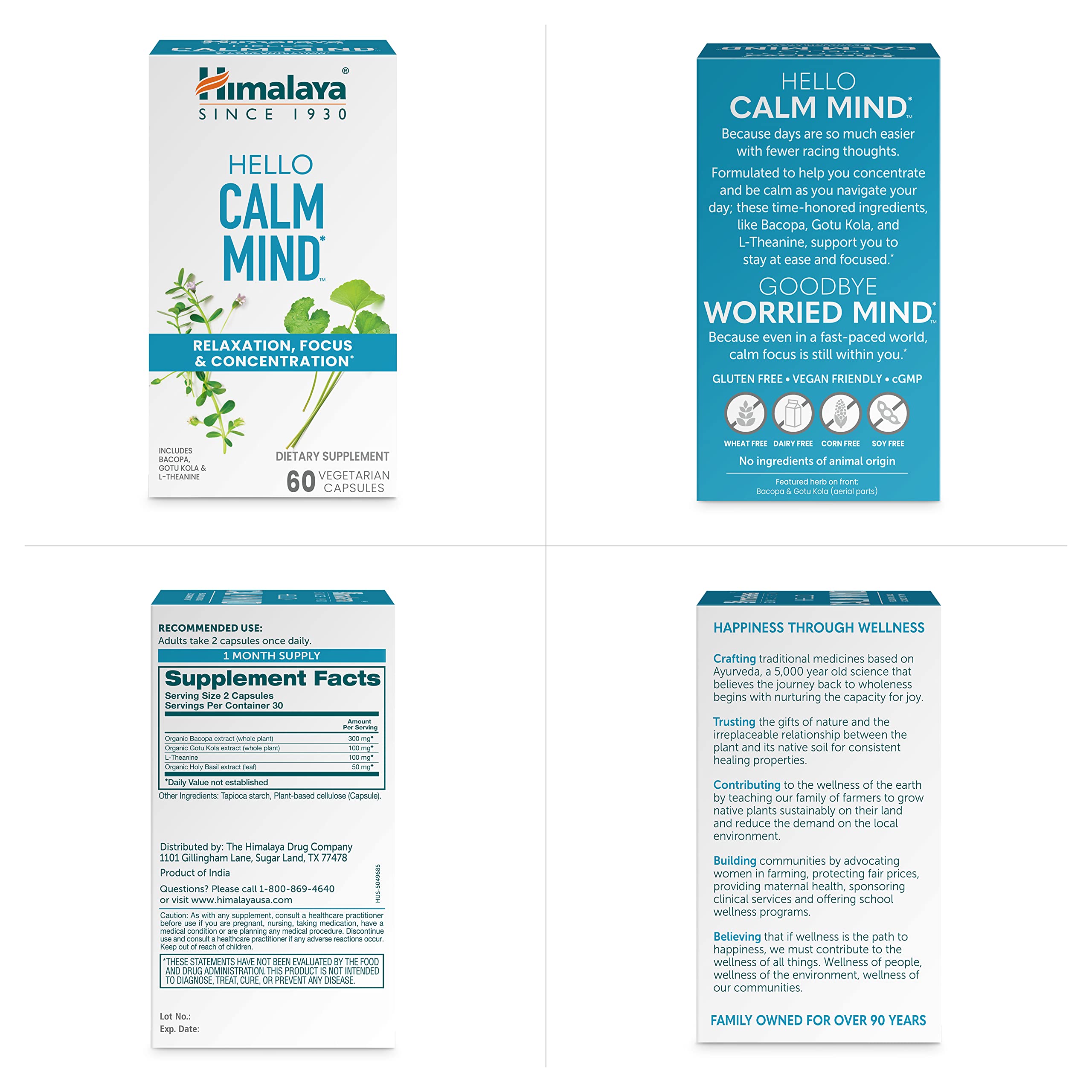 Foto 8 pulgar | Suplemento Herbario Himalaya Hello Calm Mind 60 Cápsulas - Venta Internacional.