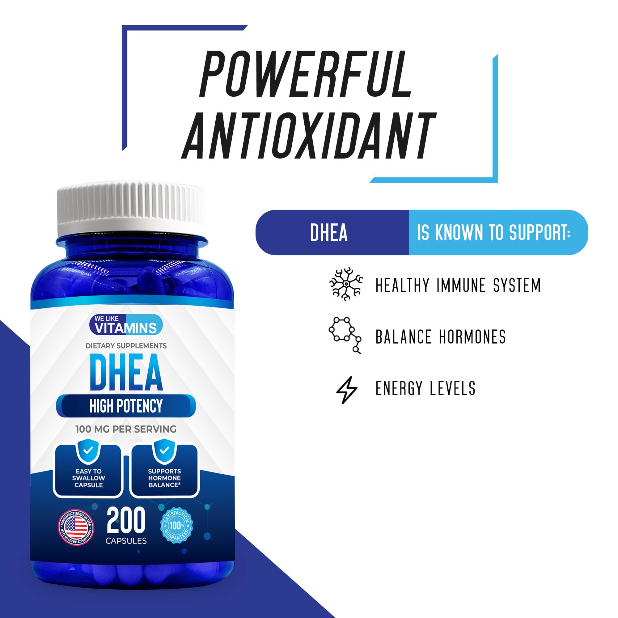 Foto 3 pulgar | Suplemento De Dhea We Like Vitamins 100 Mg 200 Cápsulas - Venta Internacional.