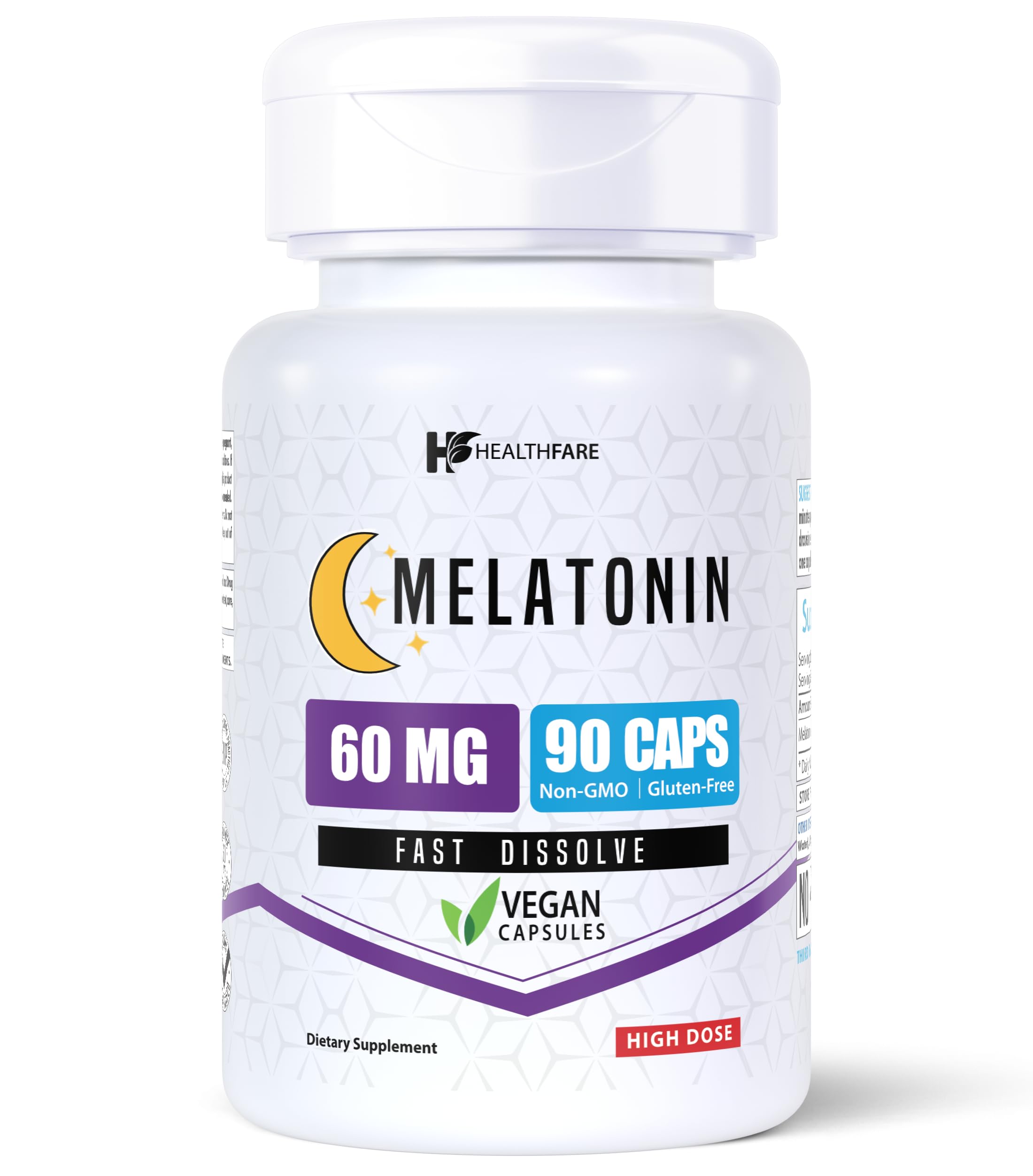 Foto 2 pulgar | Supplement Healthfare Melatonin 60 Mg 90 Cápsulas Vegetarianas - Venta Internacional.