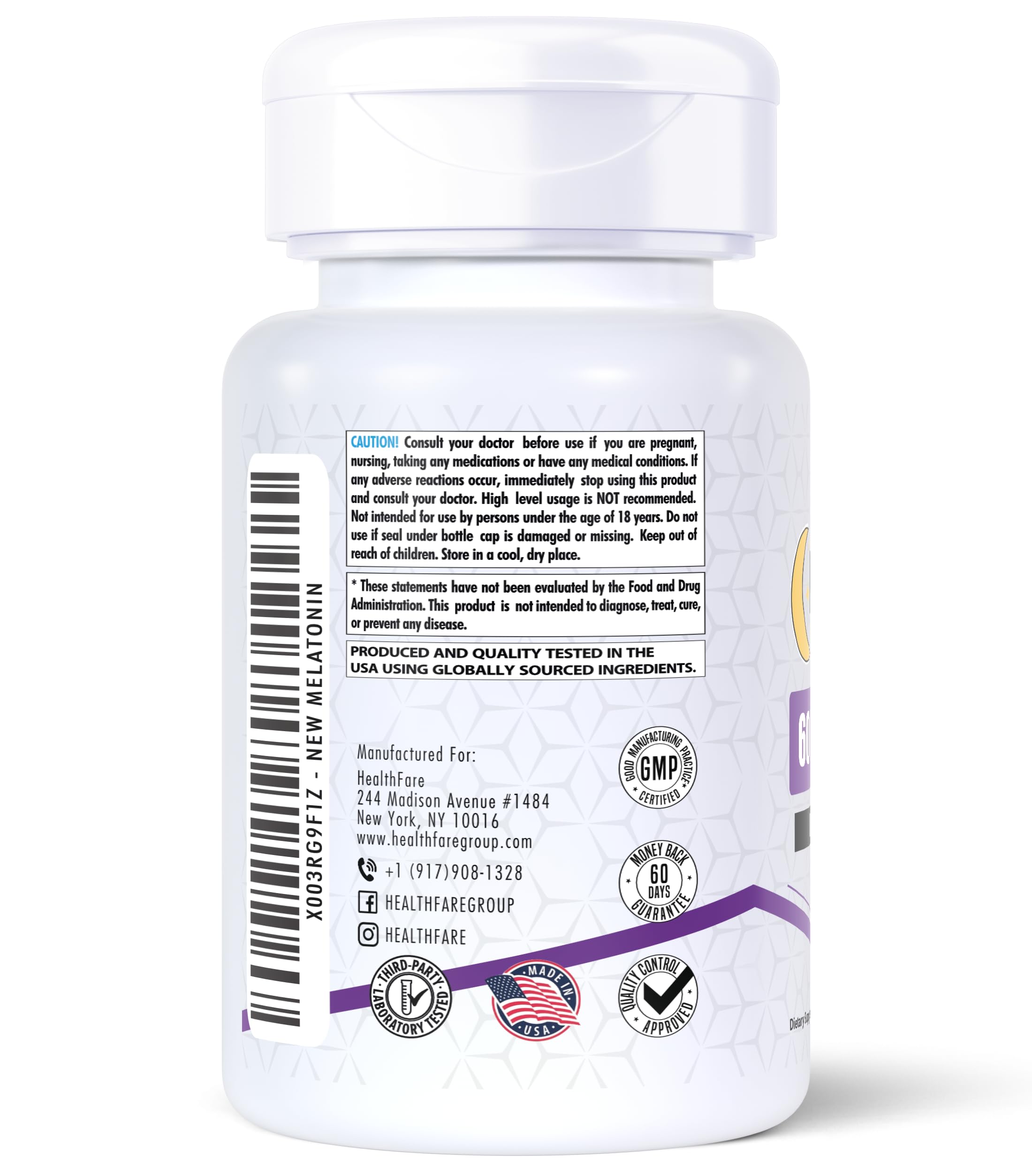 Foto 4 pulgar | Supplement Healthfare Melatonin 60 Mg 90 Cápsulas Vegetarianas - Venta Internacional.