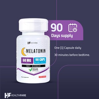 Foto 7 | Supplement Healthfare Melatonin 60 Mg 90 Cápsulas Vegetarianas - Venta Internacional.