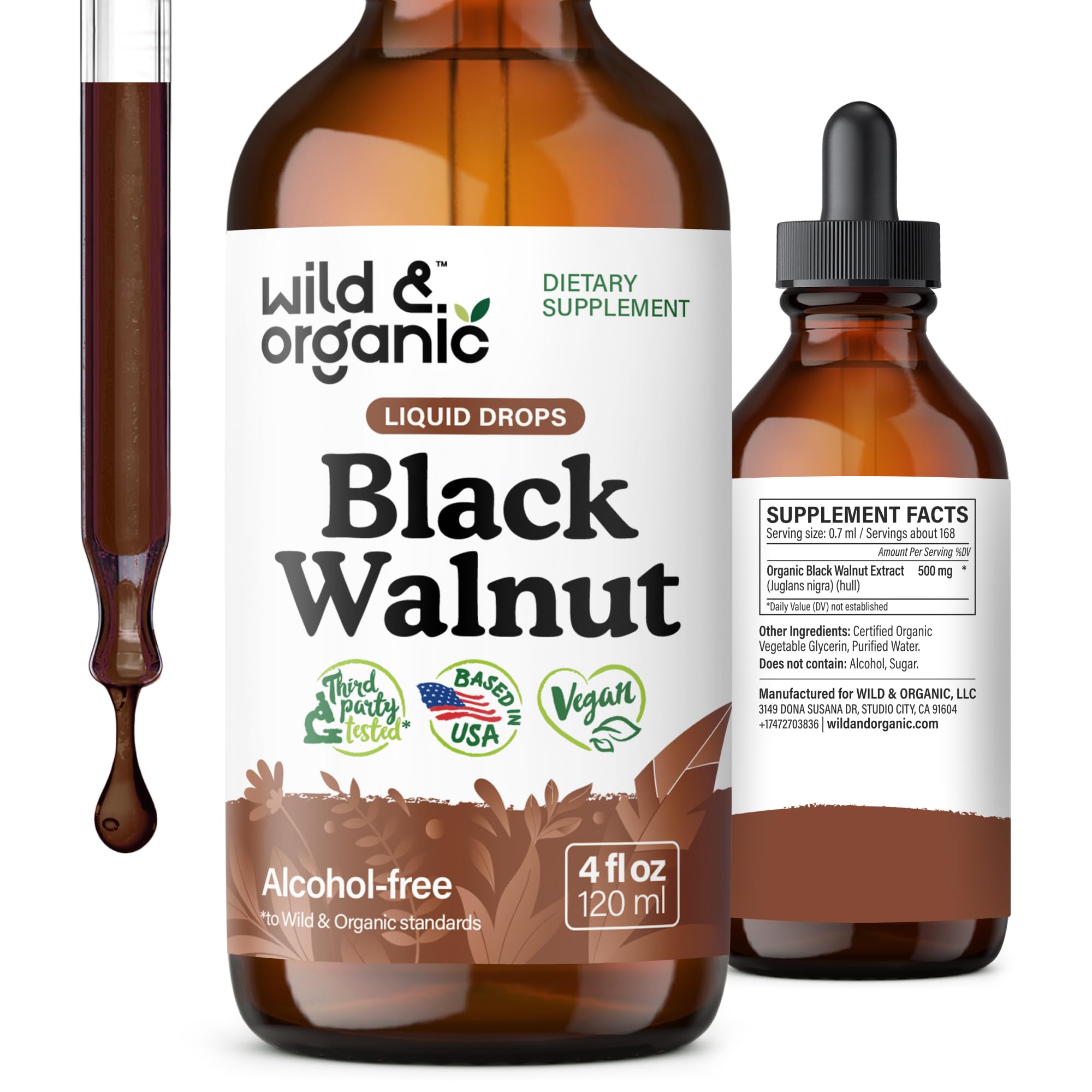 Tintura Desintoxicante De Nuez Negra Salvaje Y Orgánica 120 Ml Sin Alcohol - Venta Internacional.