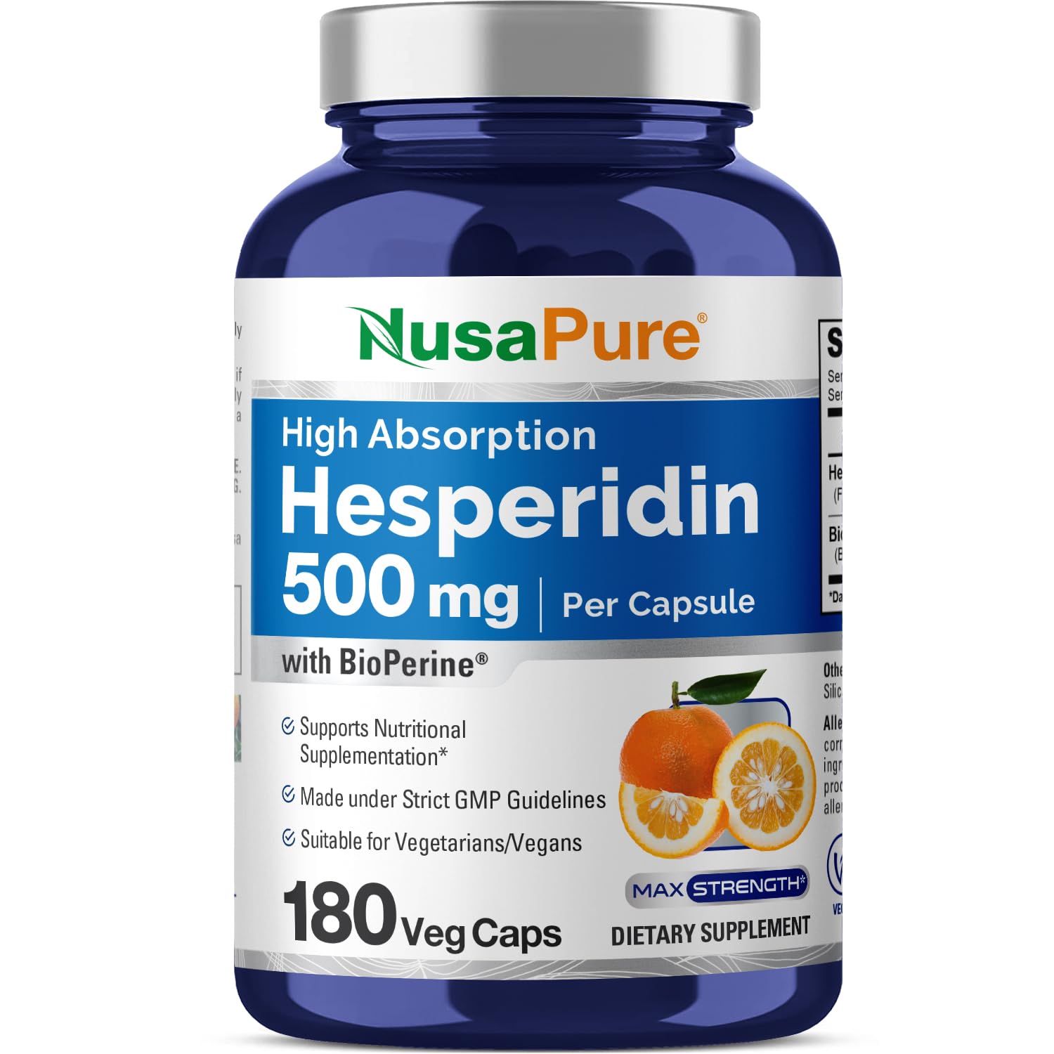 Foto 1 | Suplemento Nusapure Hesperidin 500 Mg 180 Cápsulas Vegetarianas - Venta Internacional.