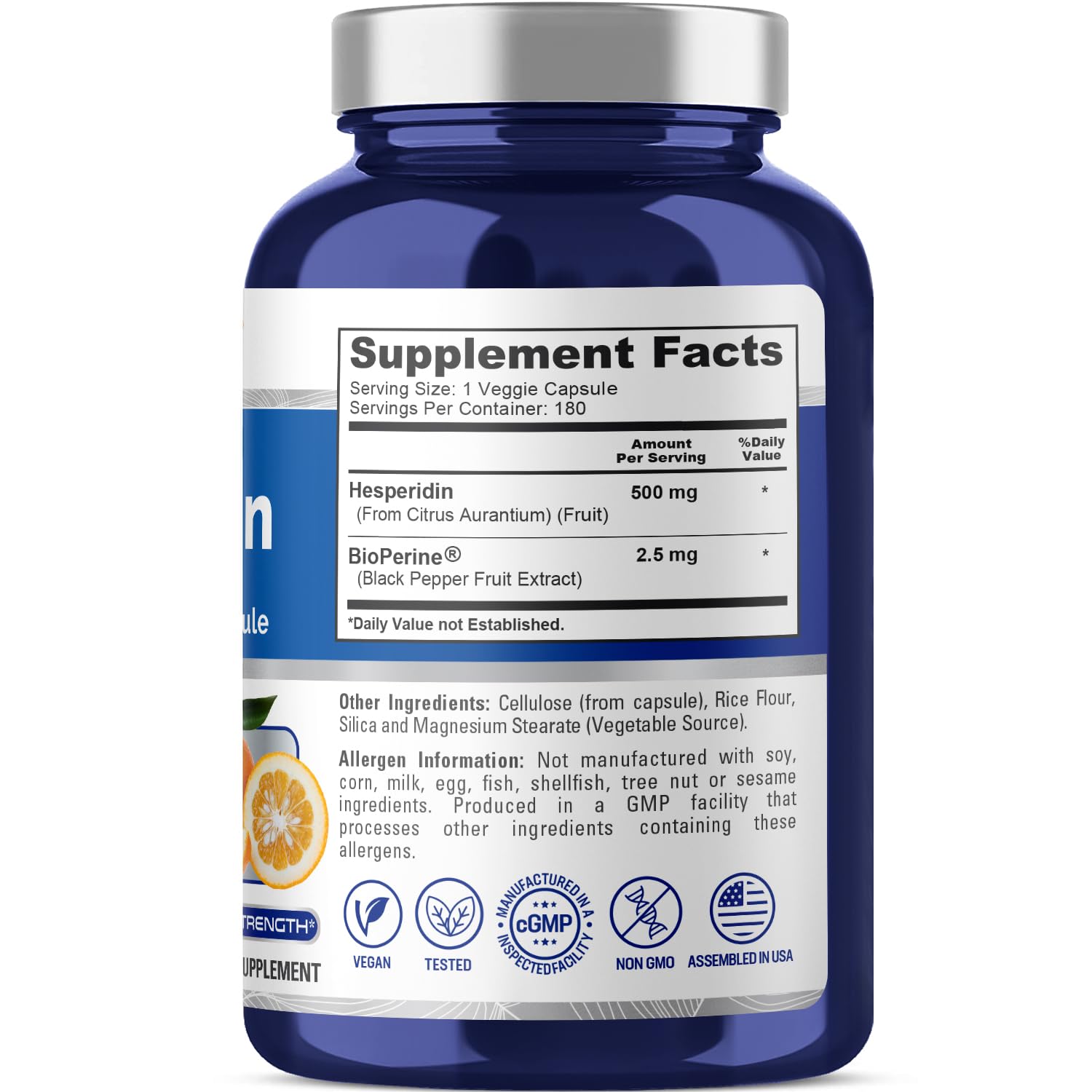 Foto 3 pulgar | Suplemento Nusapure Hesperidin 500 Mg 180 Cápsulas Vegetarianas - Venta Internacional.
